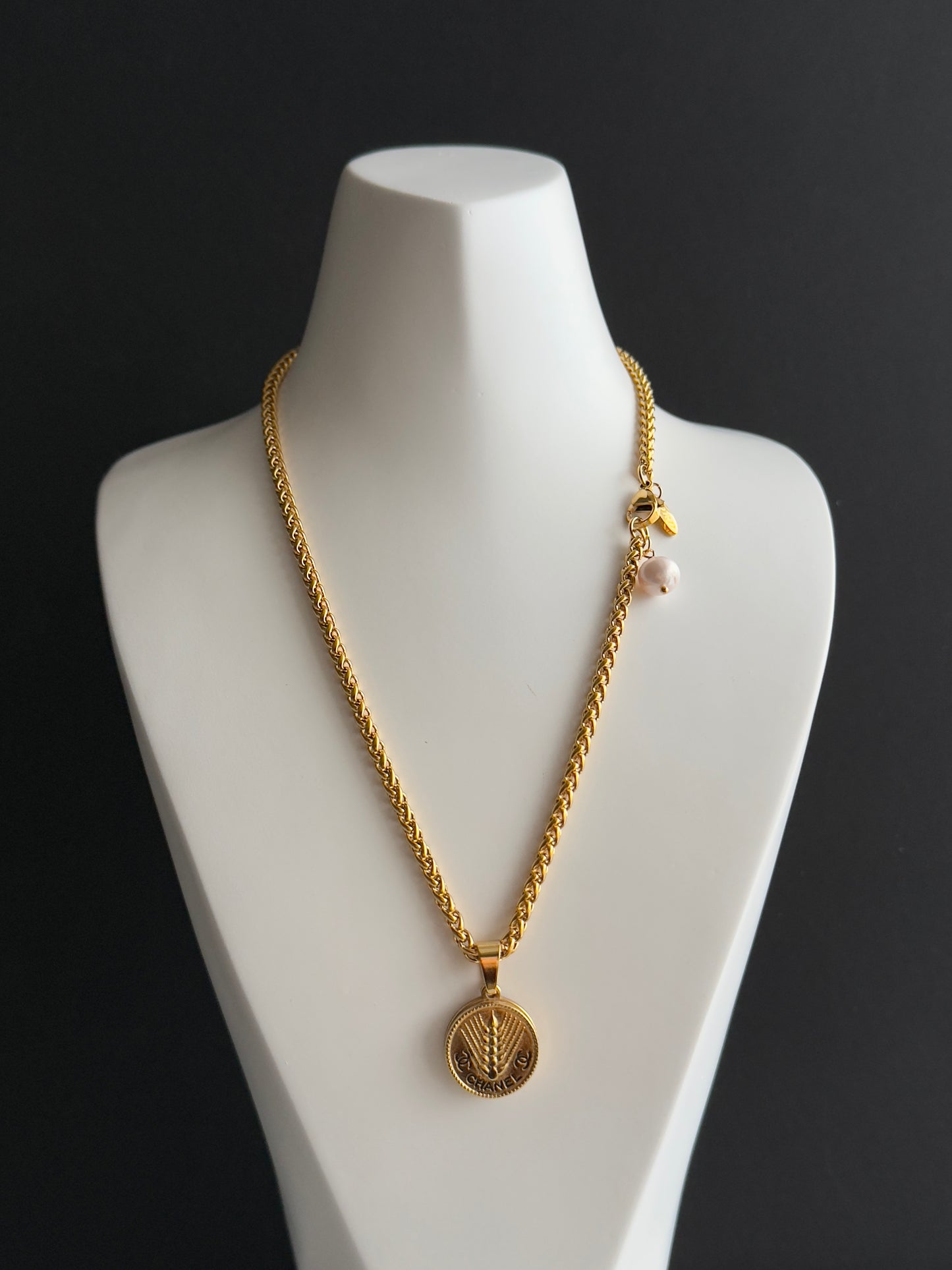 Vintage Authentic reworked Gold button Necklace