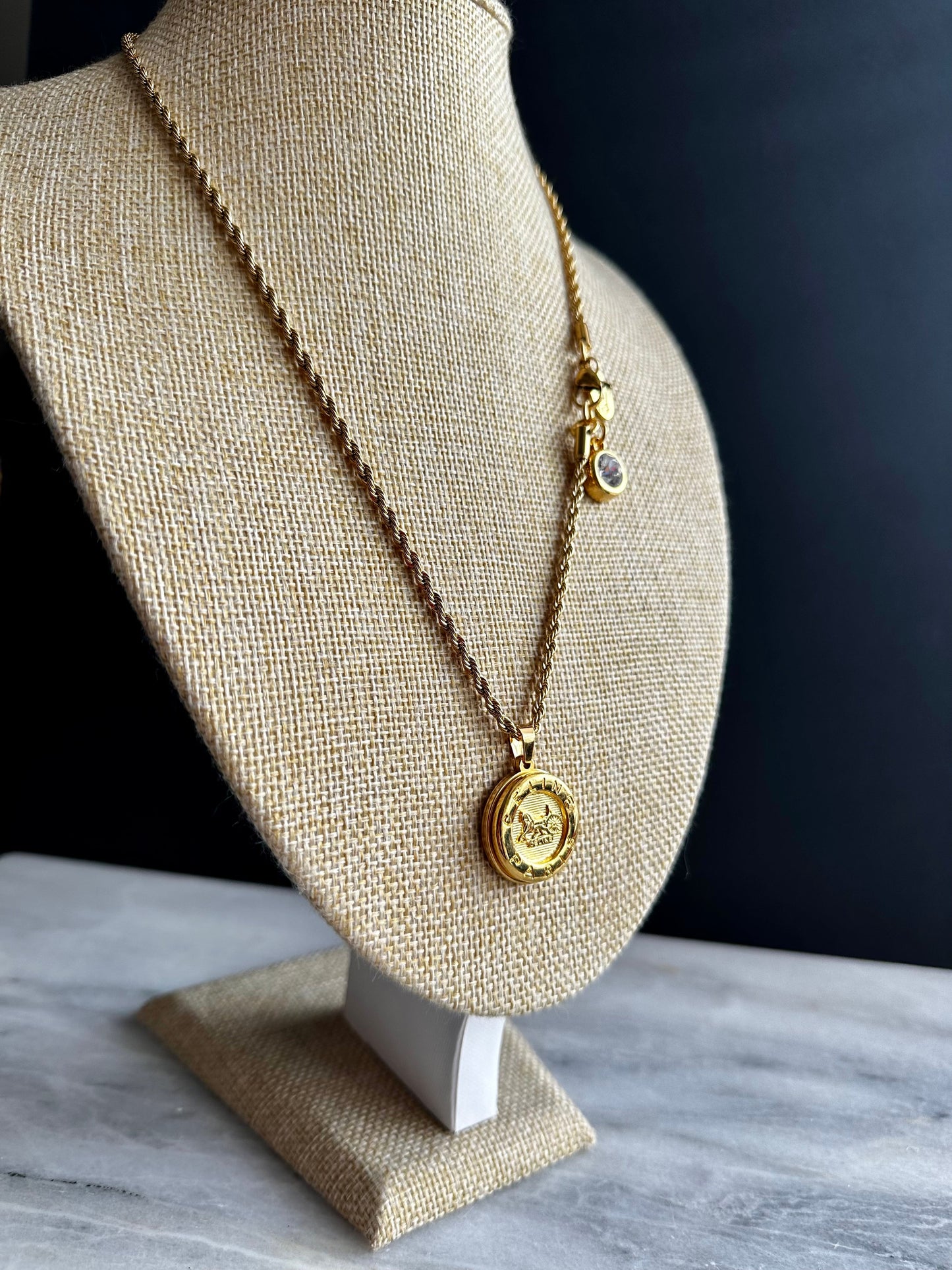 🤍 Vintage Authentic reworked Celine Gold button Necklace