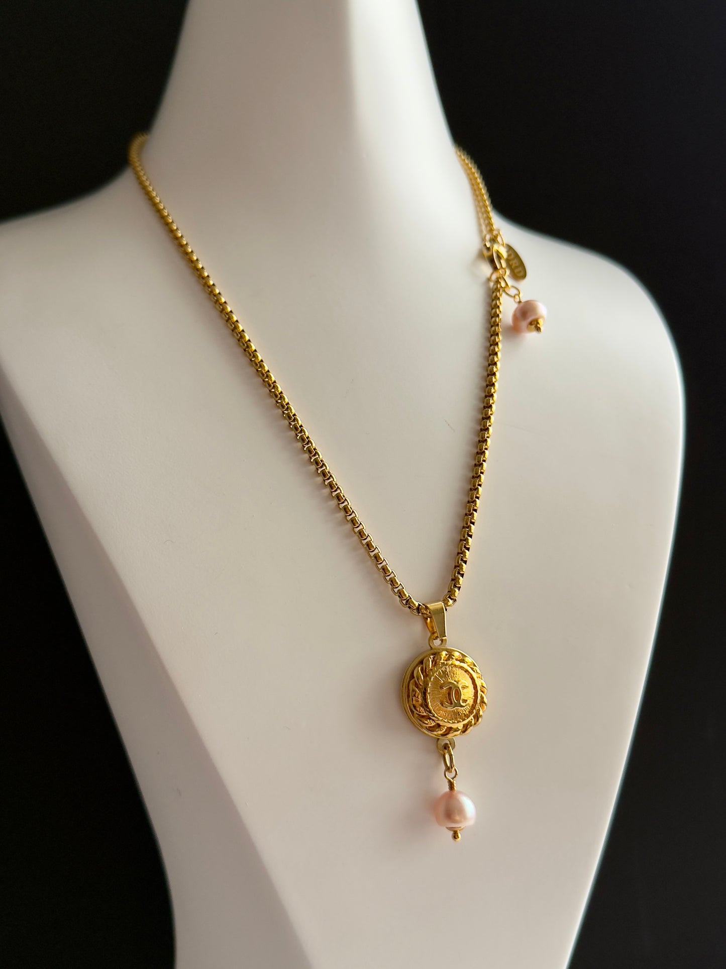 Vintage Authentic reworked Gold button Necklace