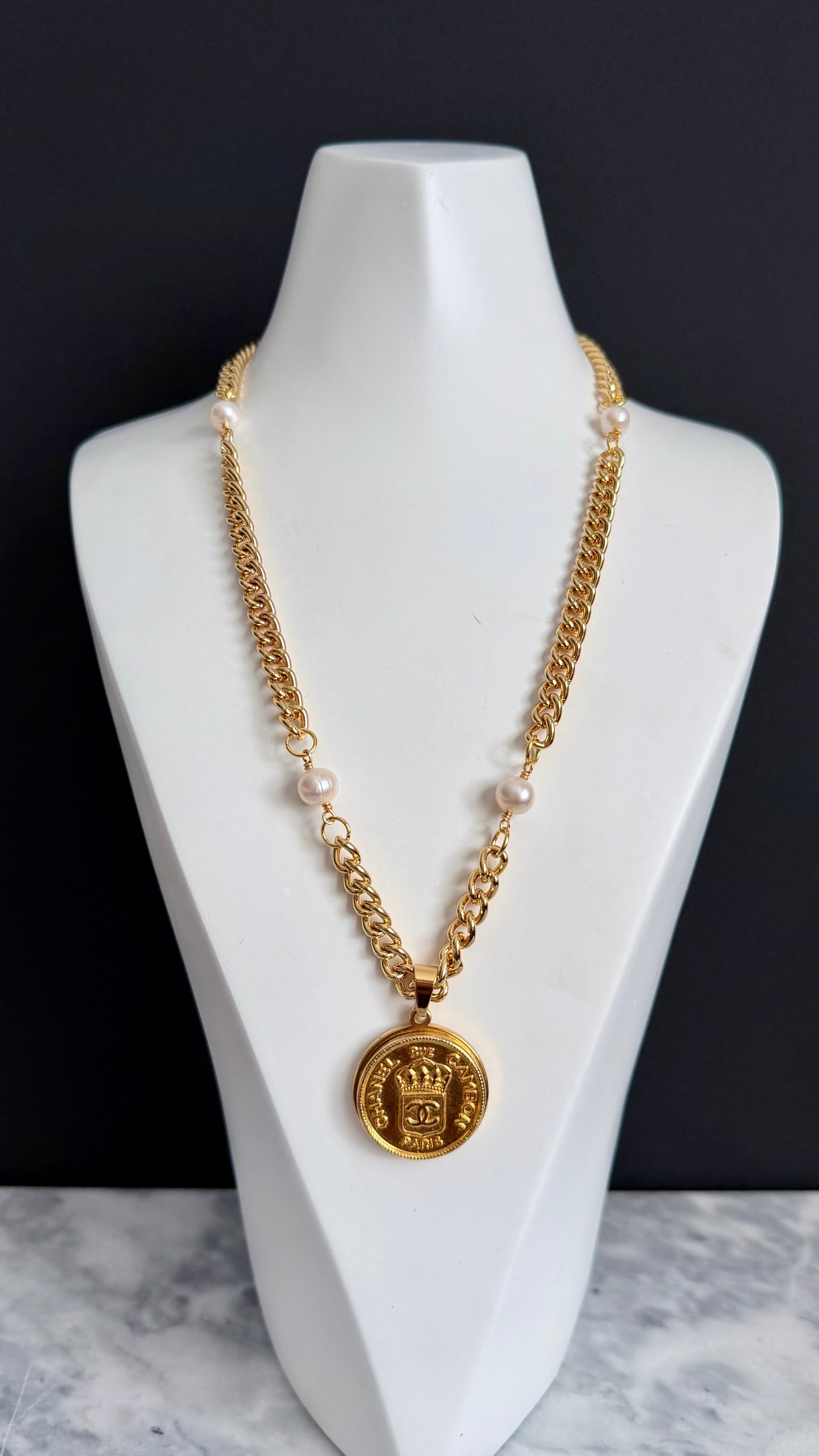 Extremely rare Authentic Reworked gold Button Necklace