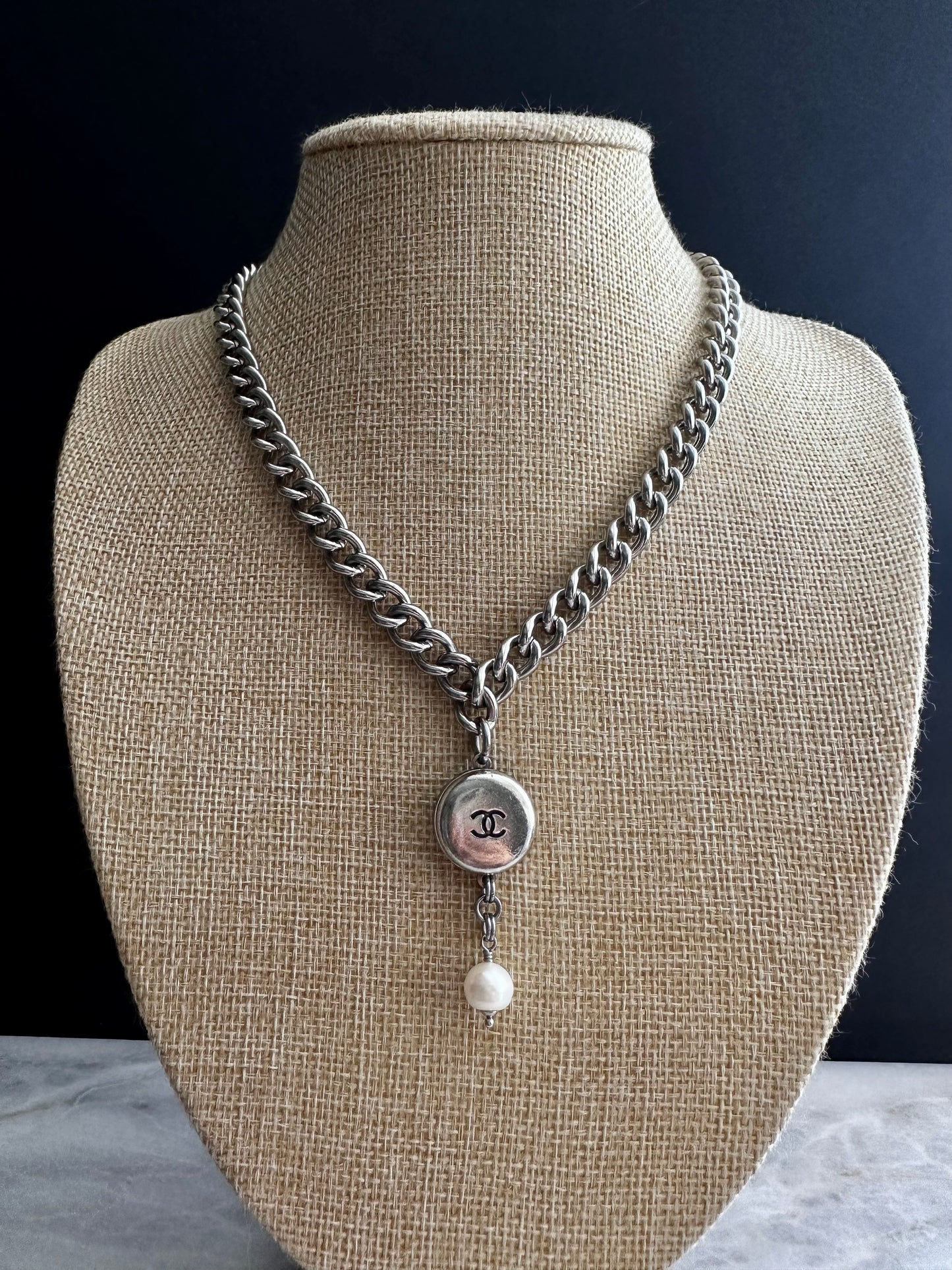 Extremely rare Authentic Reworked silver Button Necklace