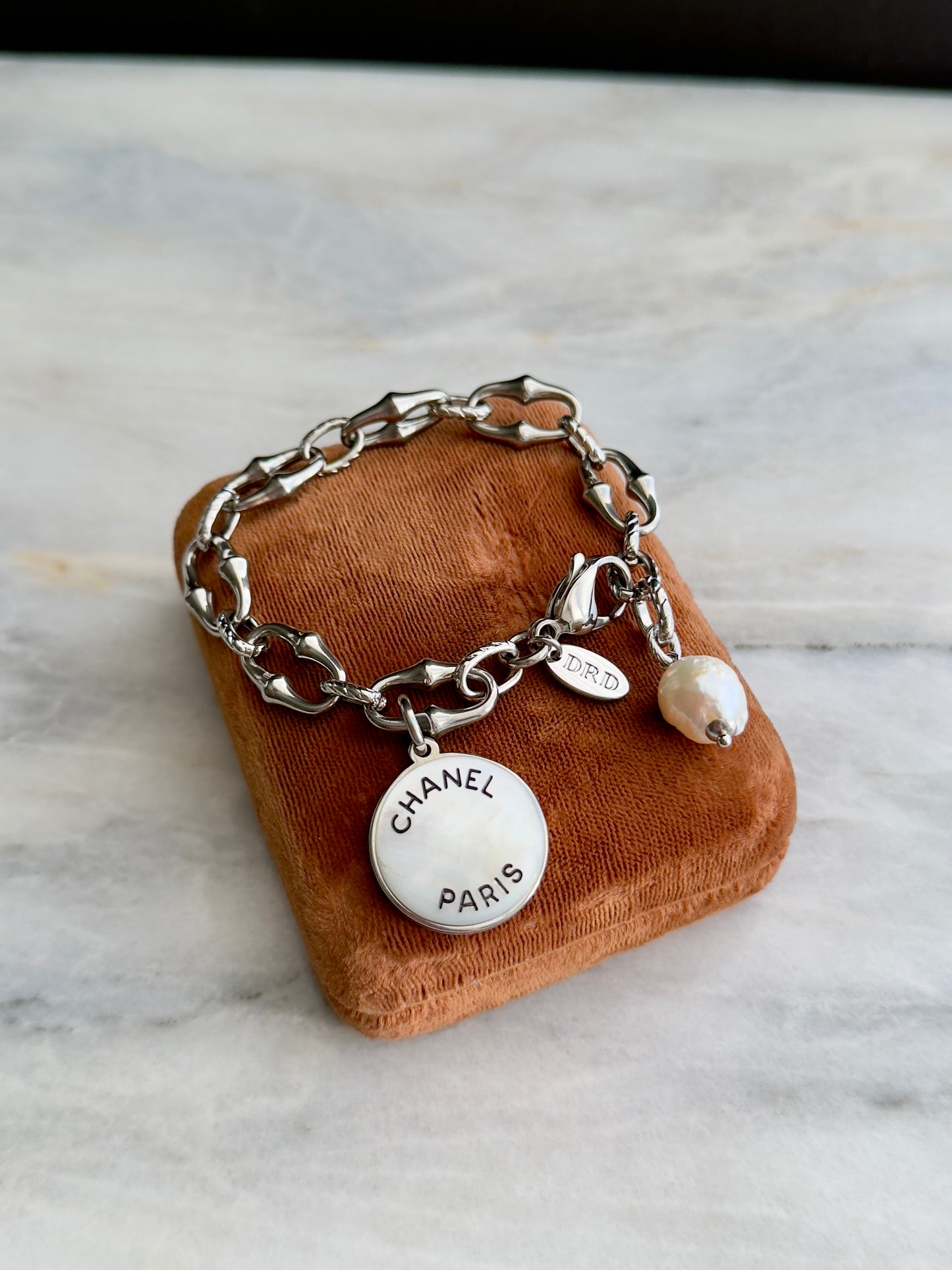 ✨ONE OF A KIND silver reworked button bracelet • large unique non tarnish chain