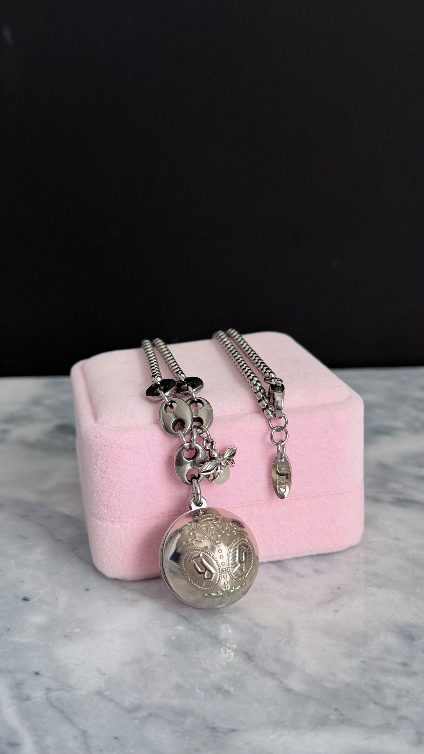 🐝 Vintage Silver Gucci charm chain necklace • high quality