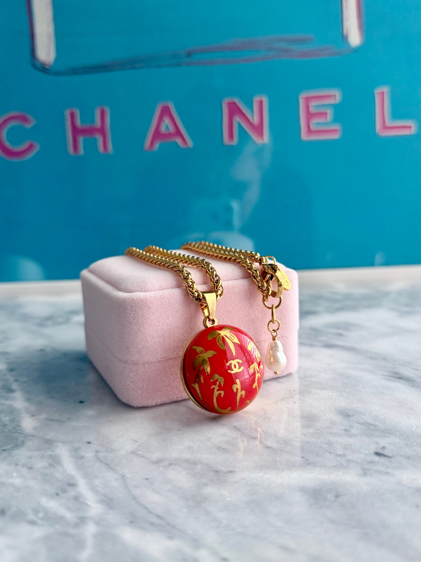 🧡 HUGE EXTREMELY RARE reworked orange button necklace