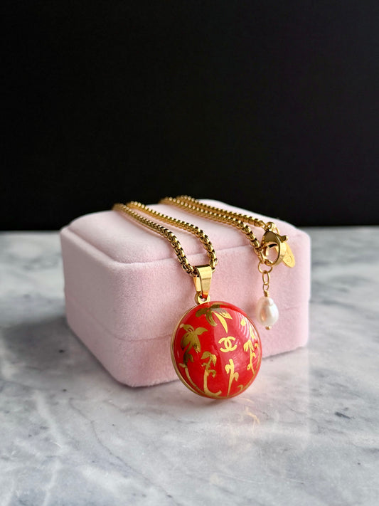 🧡 HUGE EXTREMELY RARE reworked orange button necklace