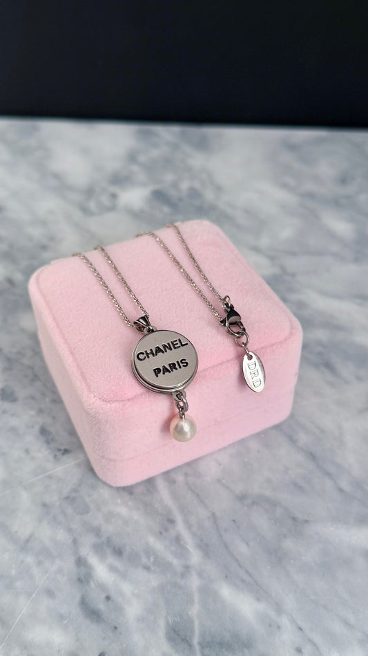 🖤 Reworked Authentic sterling silver button necklace with sterling silver chain