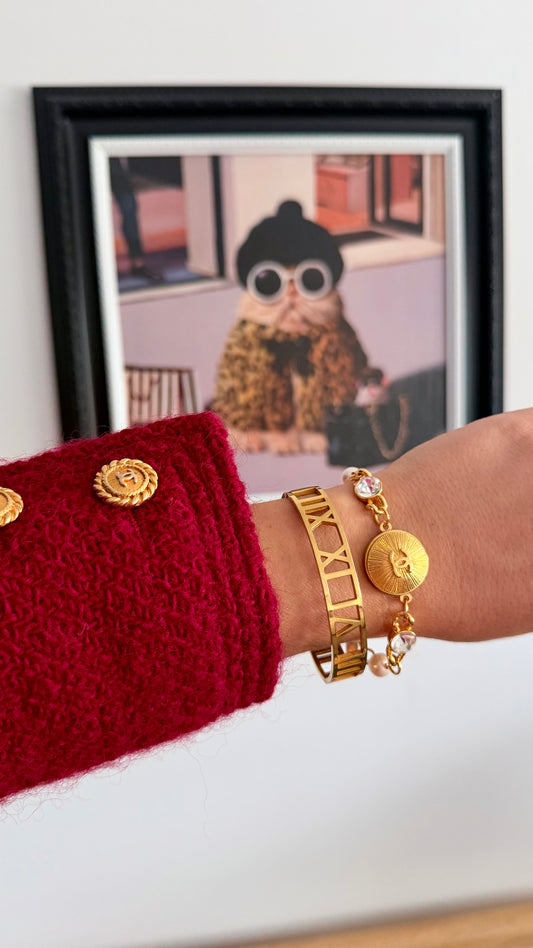 Gold chunky Authentic Reworked button bracelet