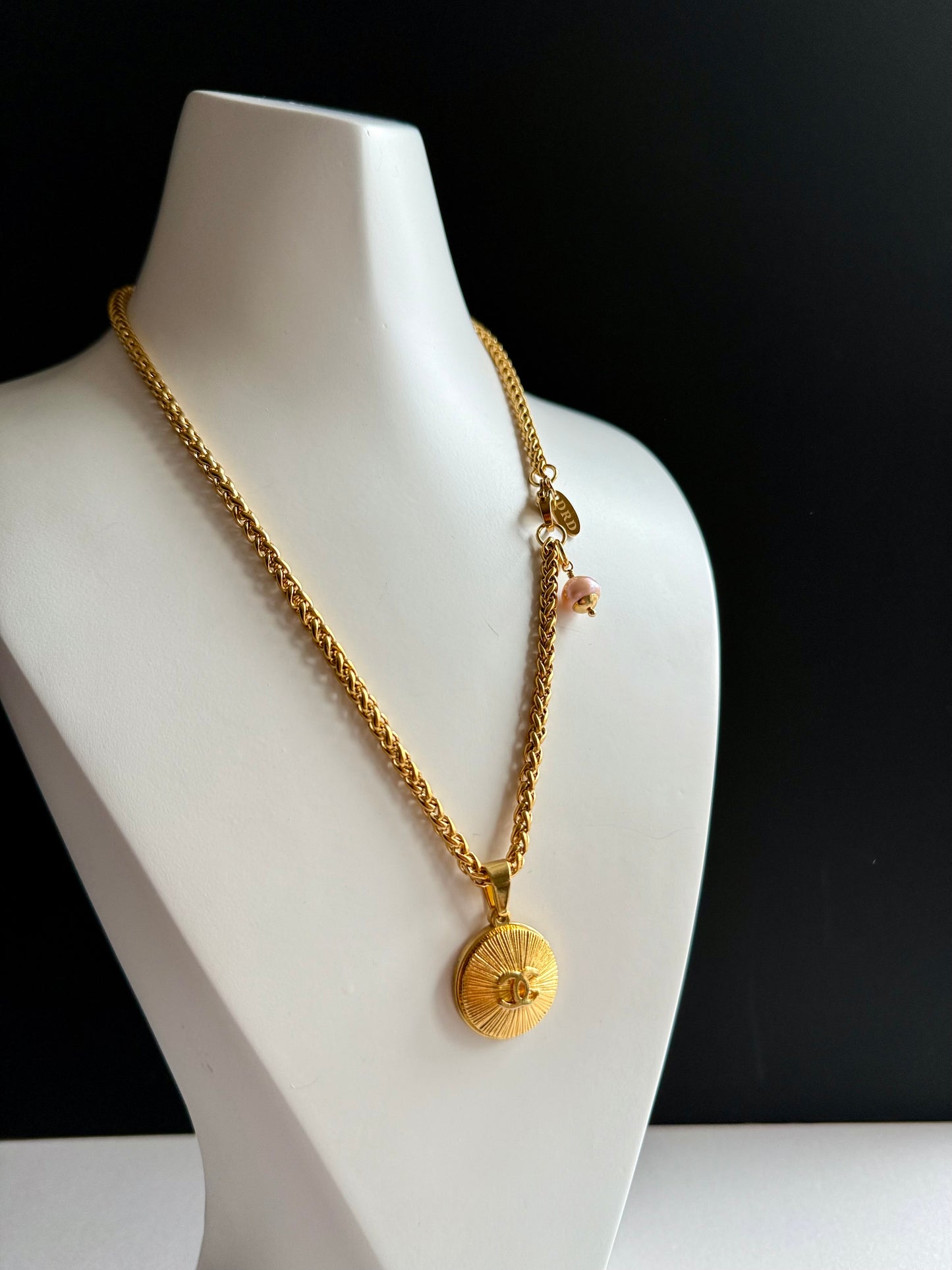 Vintage Authentic reworked Gold button Necklace