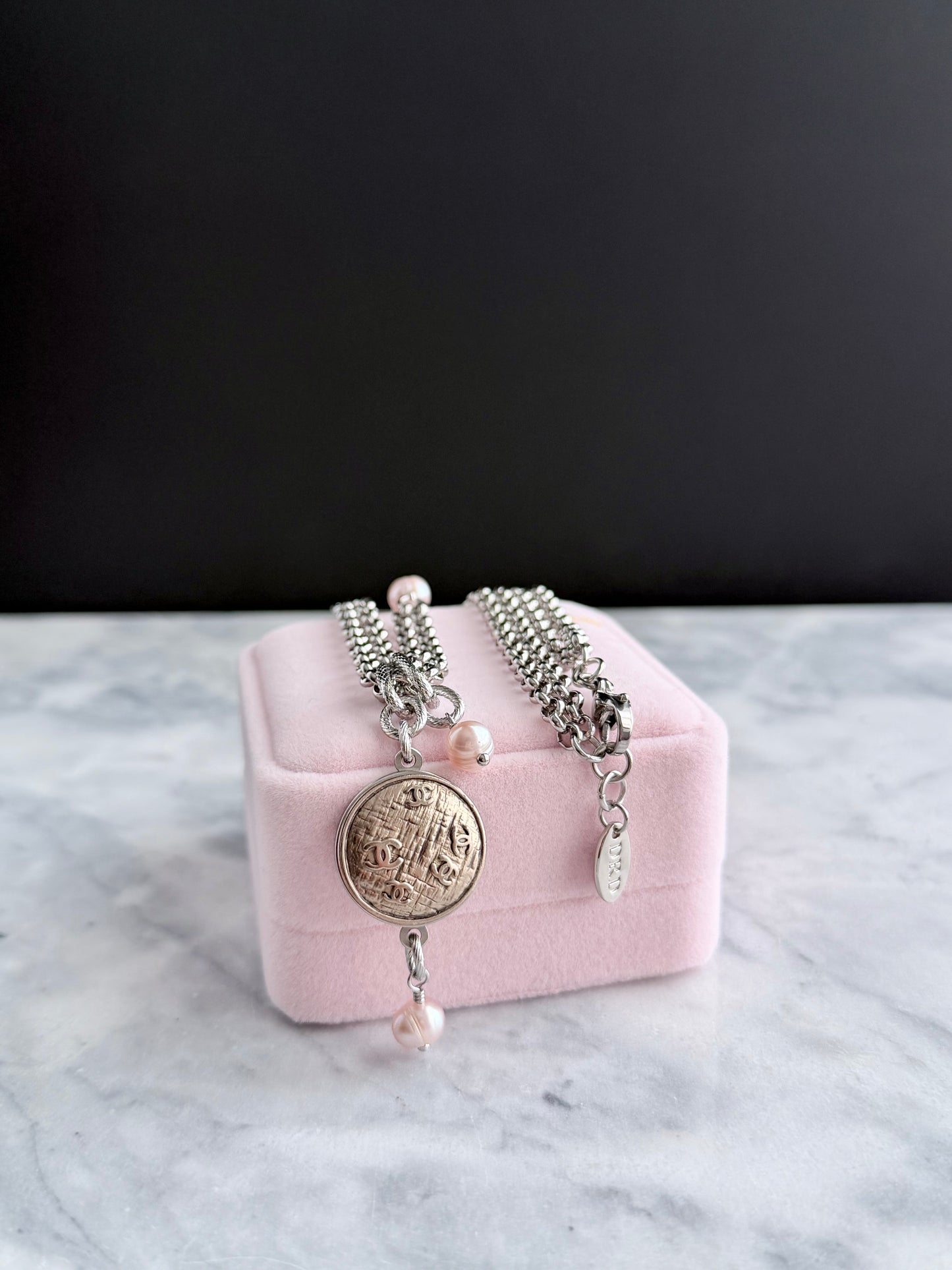 ✨ MIXED METAL Extremely rare Authentic Reworked silver Button Necklace