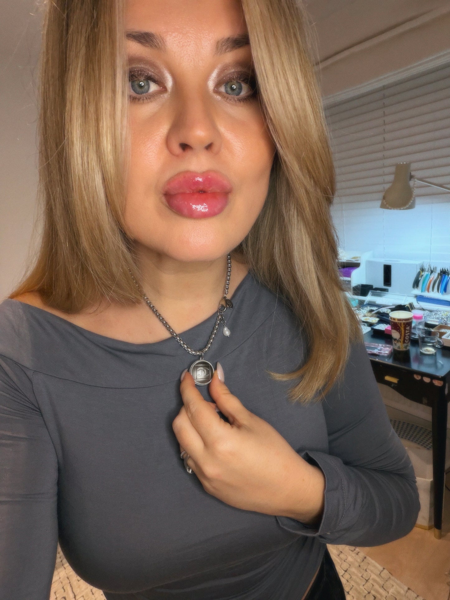 🤍 ONE OF A KIND - Authentic Reworked silver Button Necklace