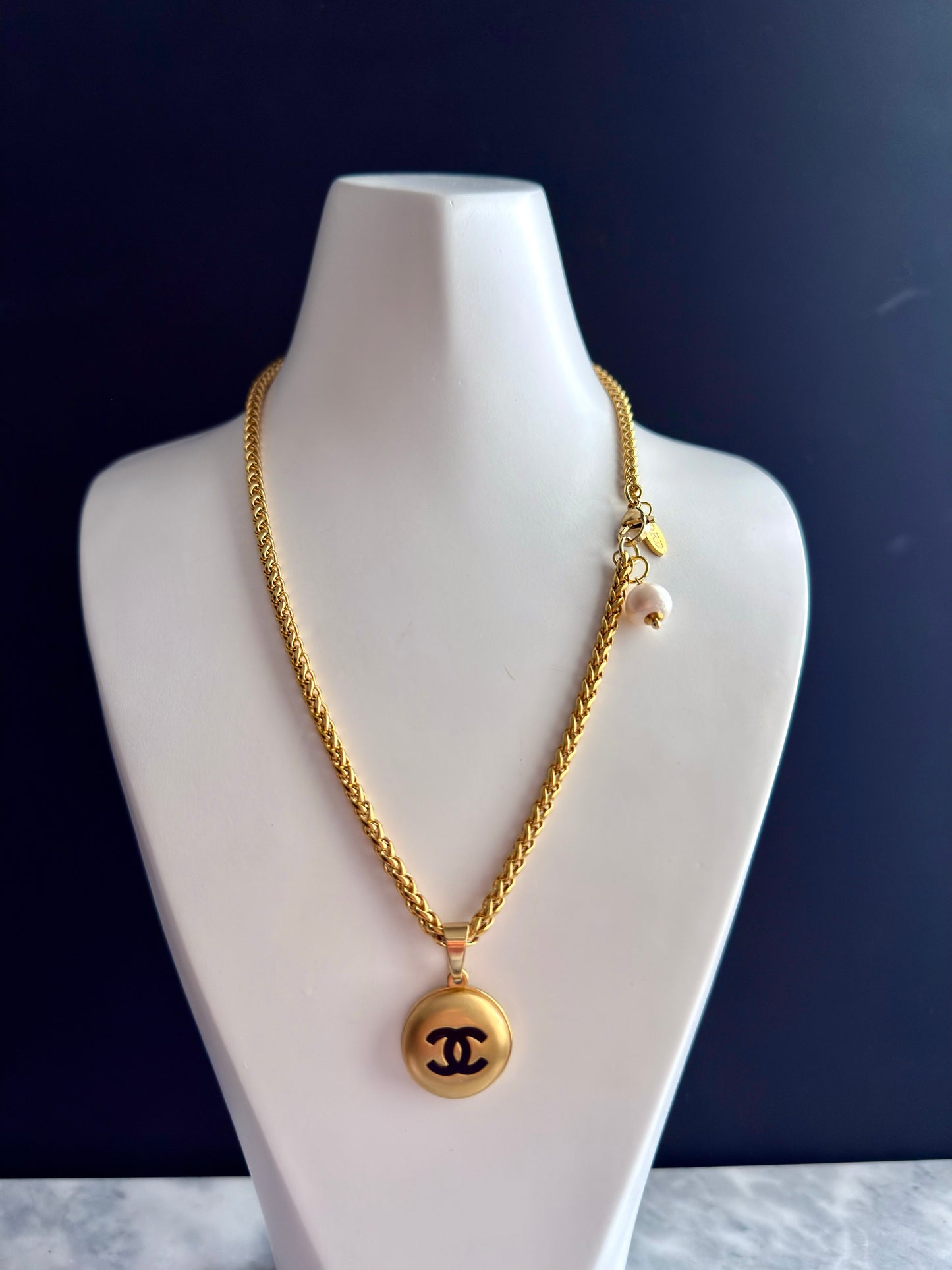 Extremely rare Large Vintage Authentic reworked Gold button Necklace