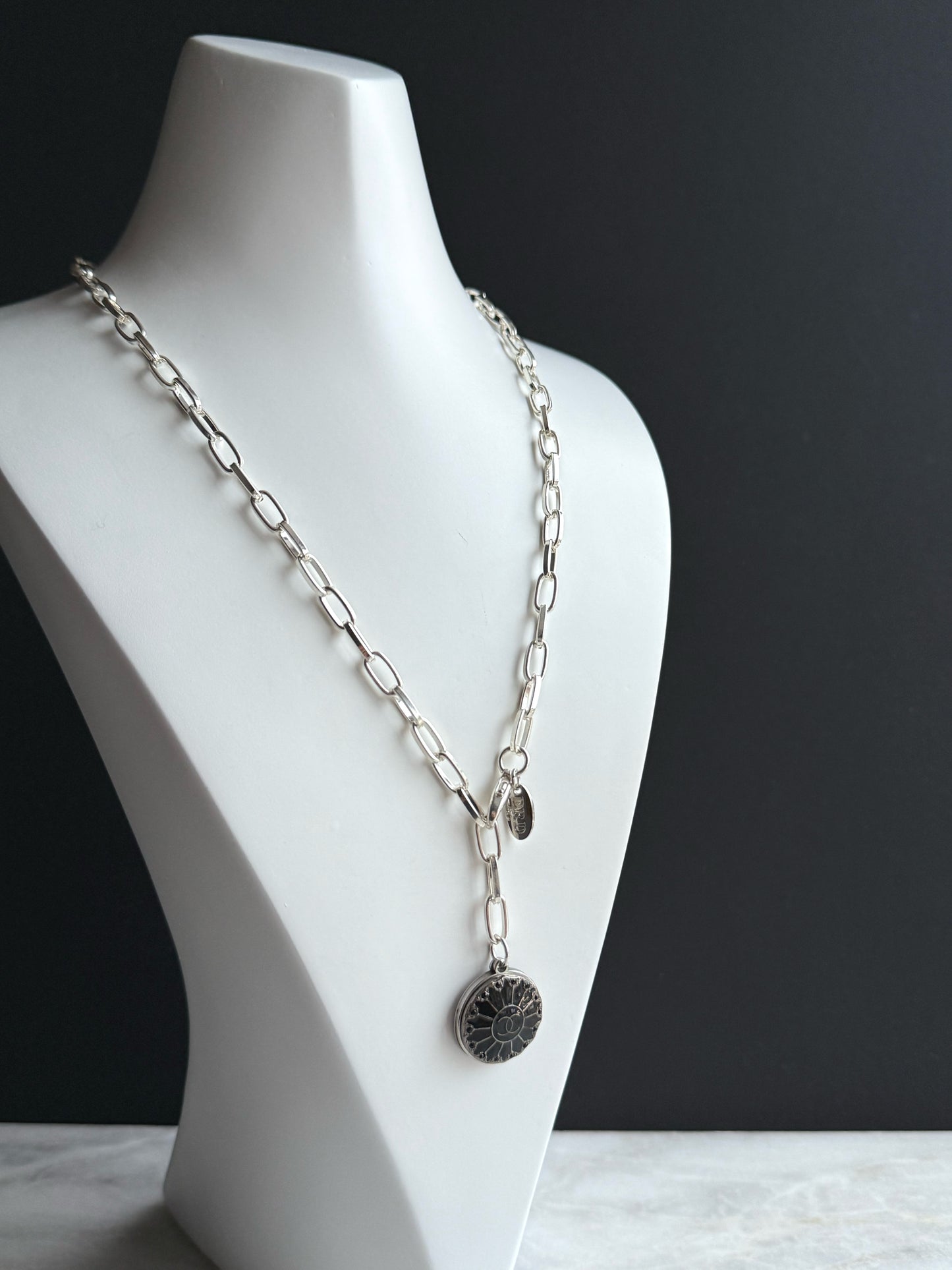 🖤 Extremely rare Large Authentic Reworked silver Button Necklace