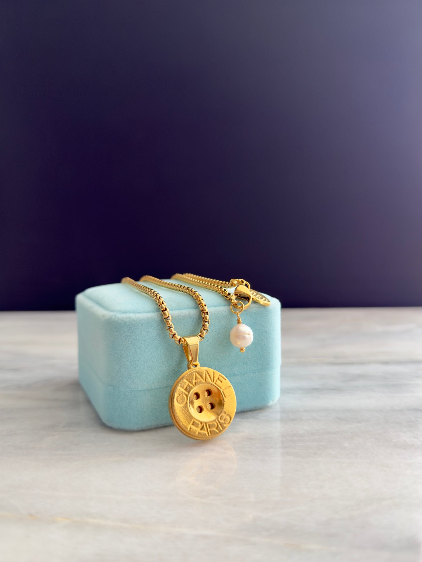 Large Vintage Authentic reworked Gold button Necklace