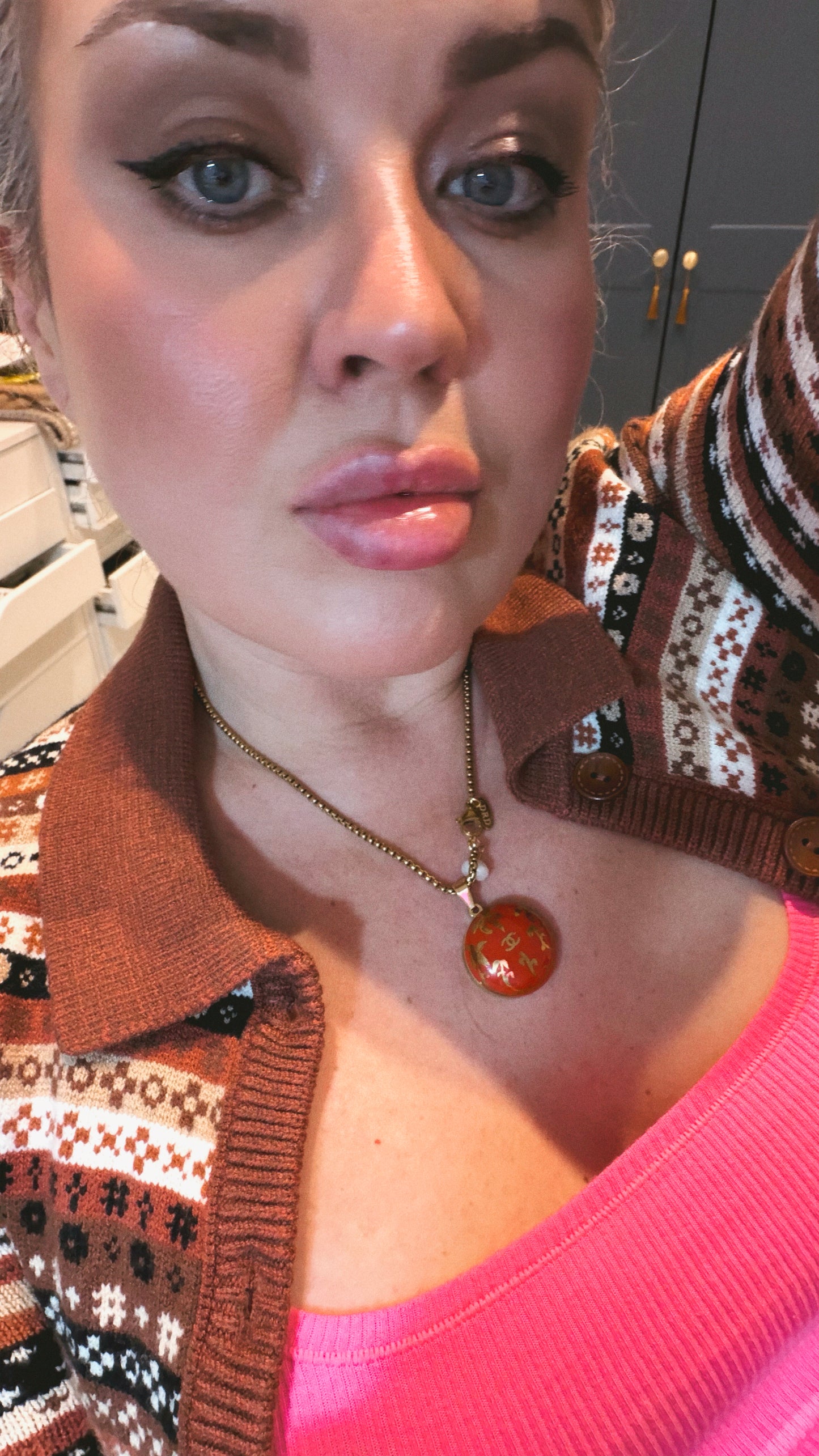 🧡 HUGE EXTREMELY RARE reworked orange button necklace