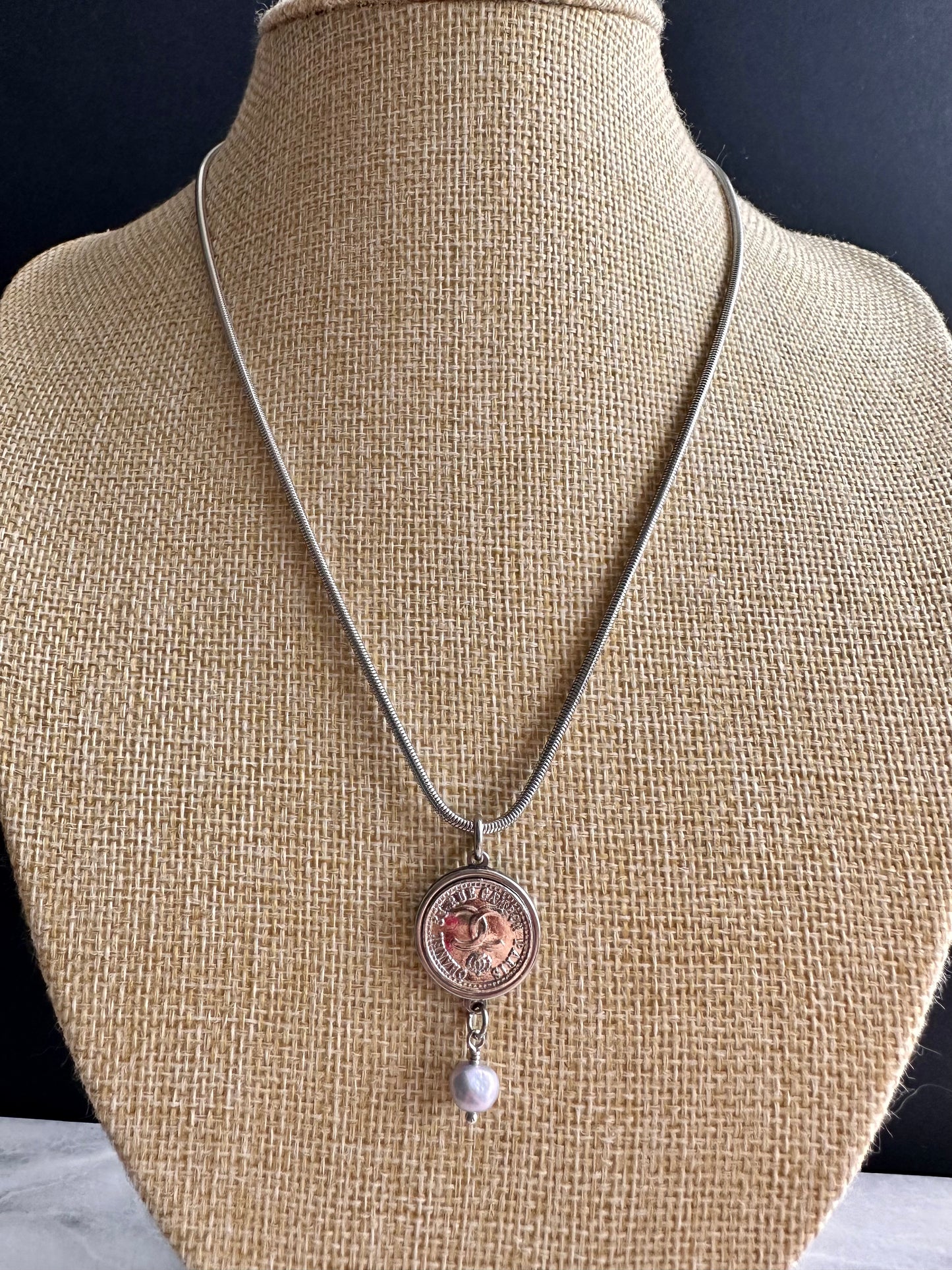 Authentic Reworked silver Button Necklace