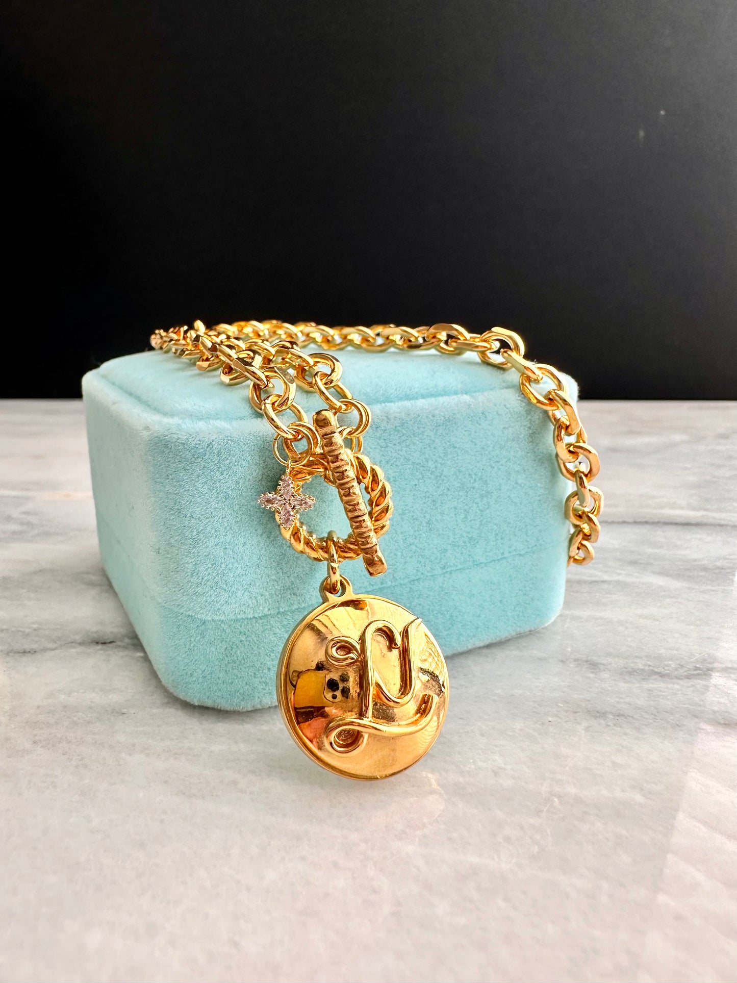 Authentic gold reworked Louis Vuitton button Necklace - VERY rare!