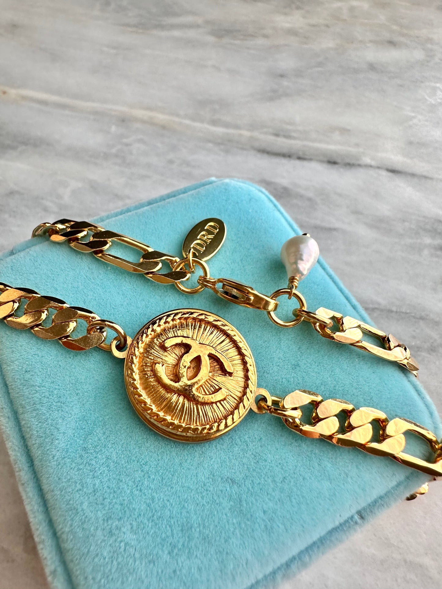 Authentic Vintage gold reworked button choker