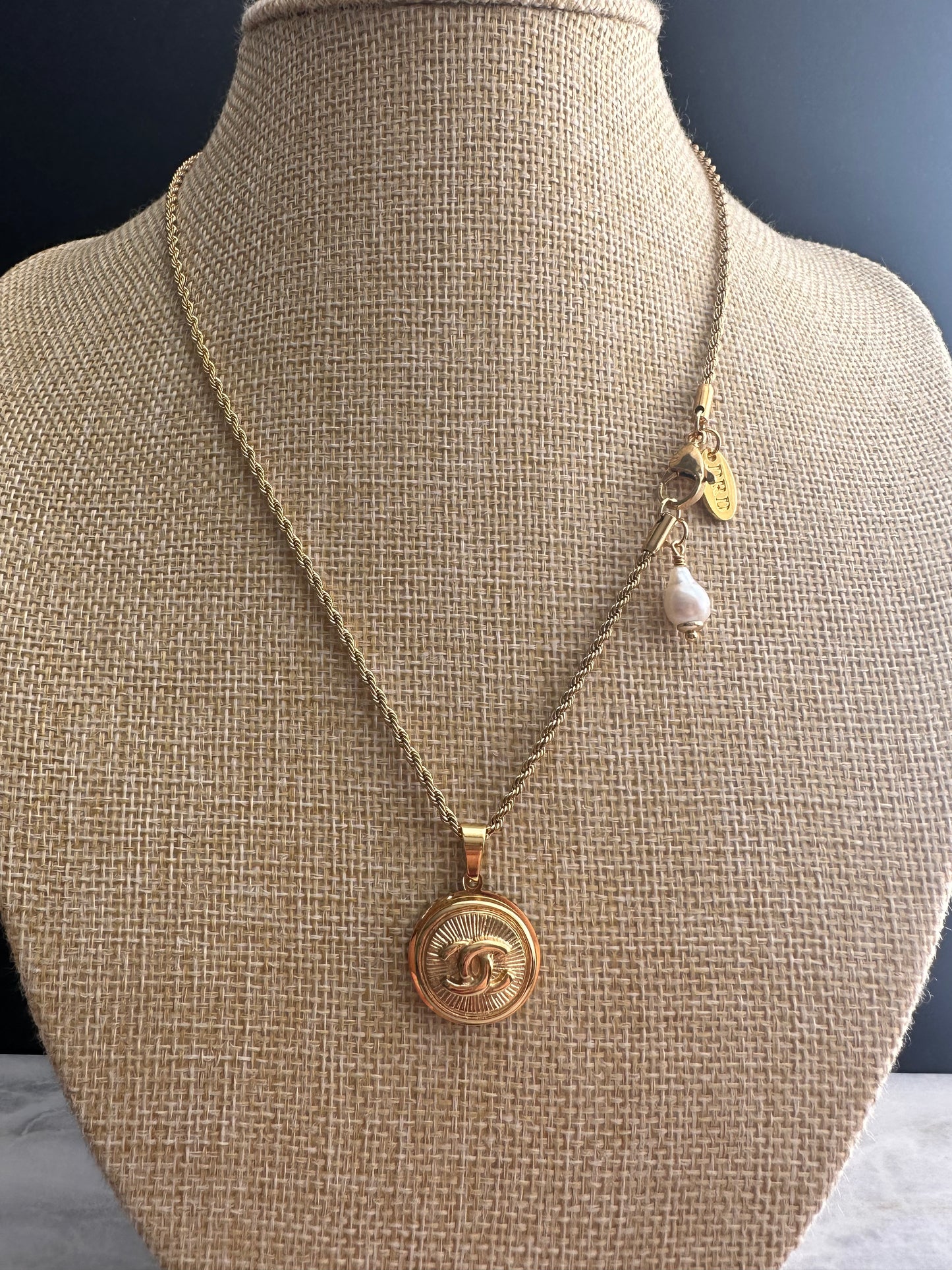 Vintage Authentic reworked Gold button Necklace