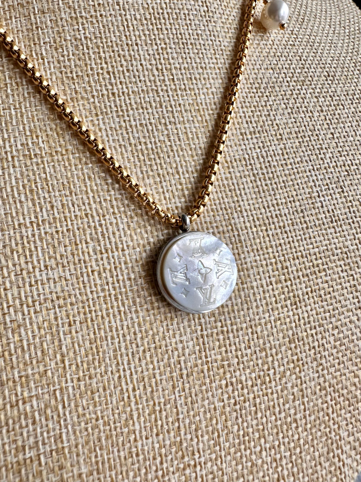 ✨Mixed metal • Authentic gold reworked Louis Vuitton button Necklace - VERY rare!