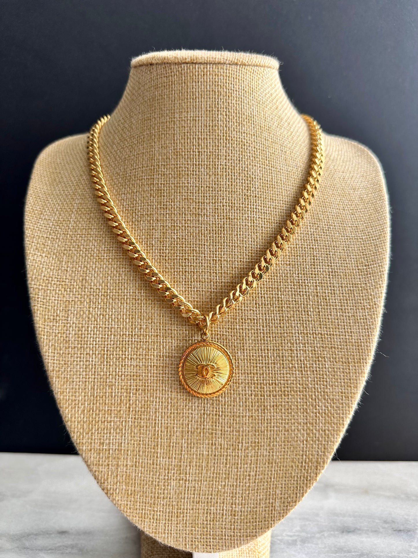 SUPER RARE Vintage Authentic reworked Gold button Necklace