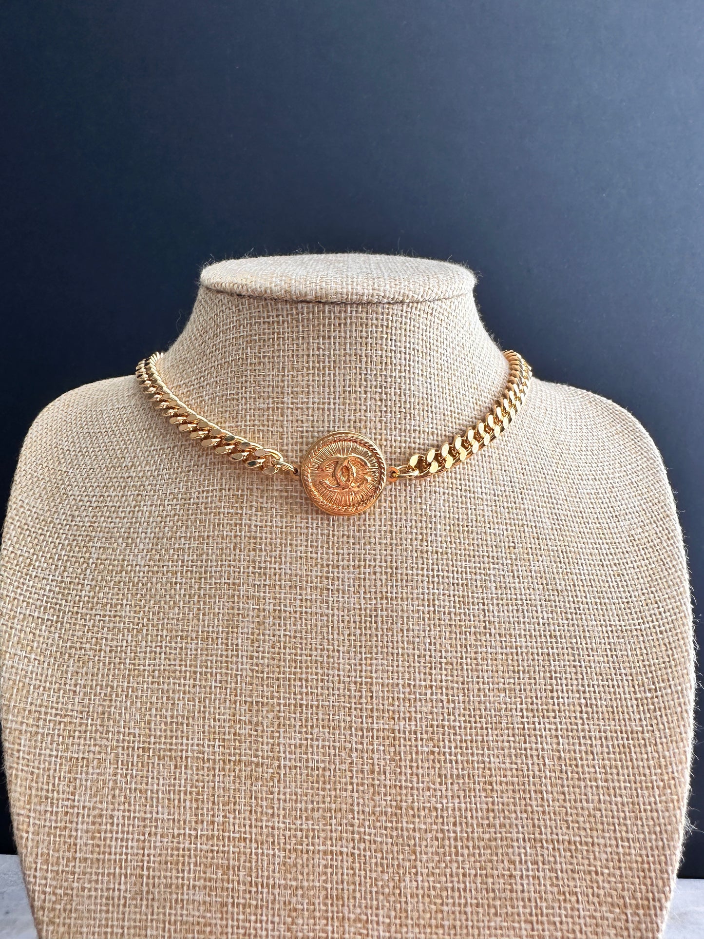 Authentic Vintage gold reworked button choker