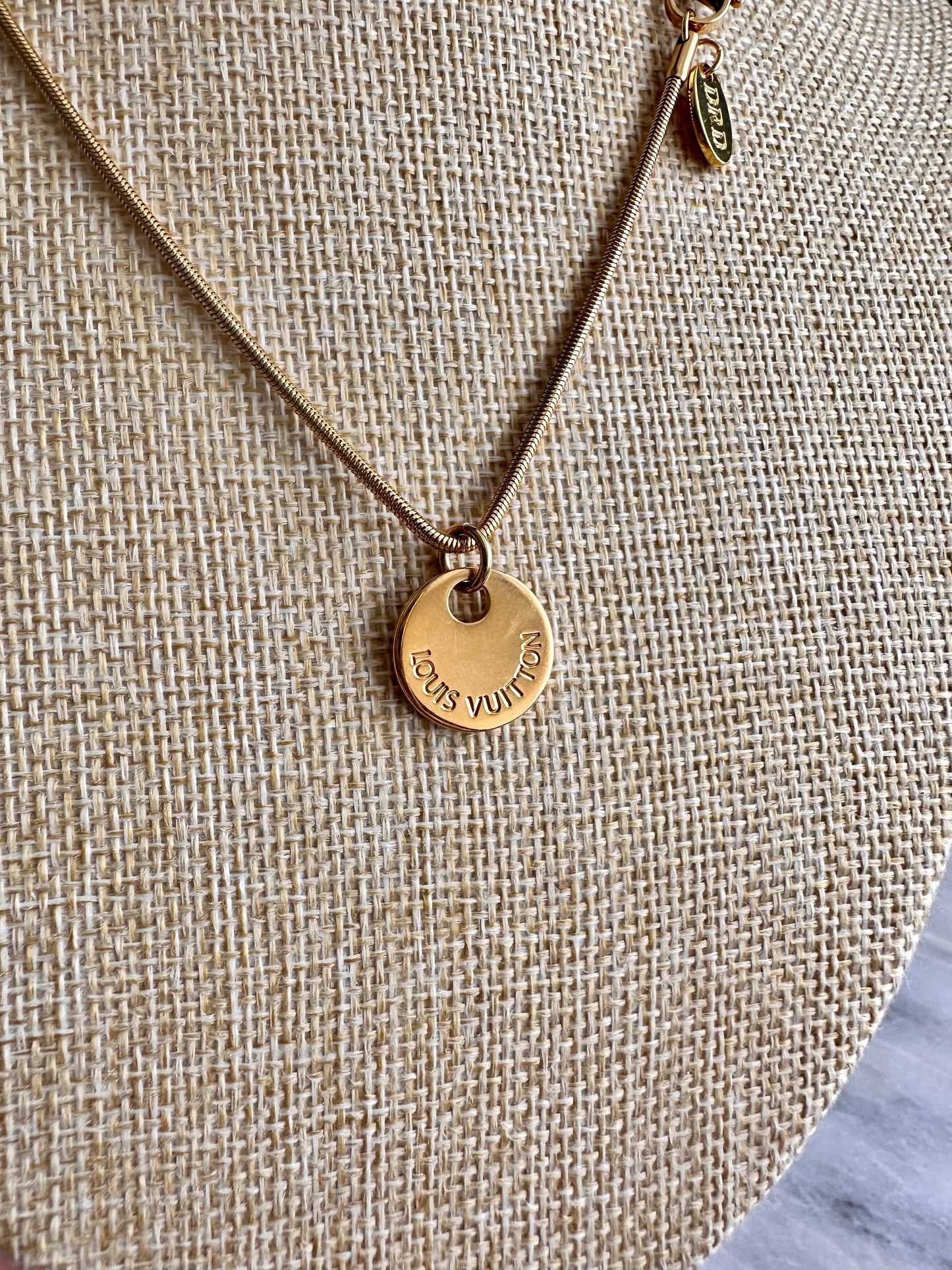 Authentic gold reworked Louis Vuitton charm disc Necklace - VERY rare!