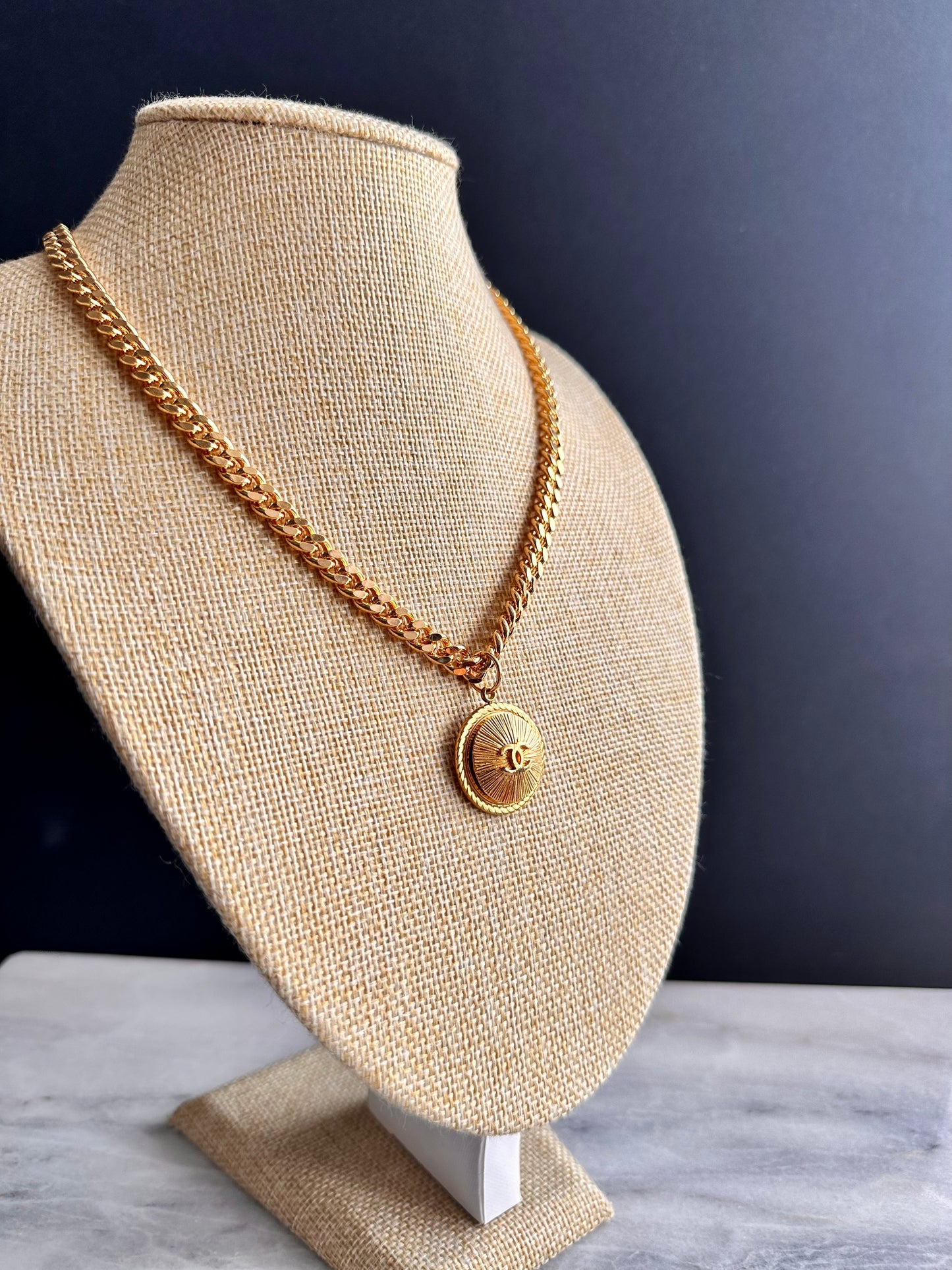 SUPER RARE Vintage Authentic reworked Gold button Necklace