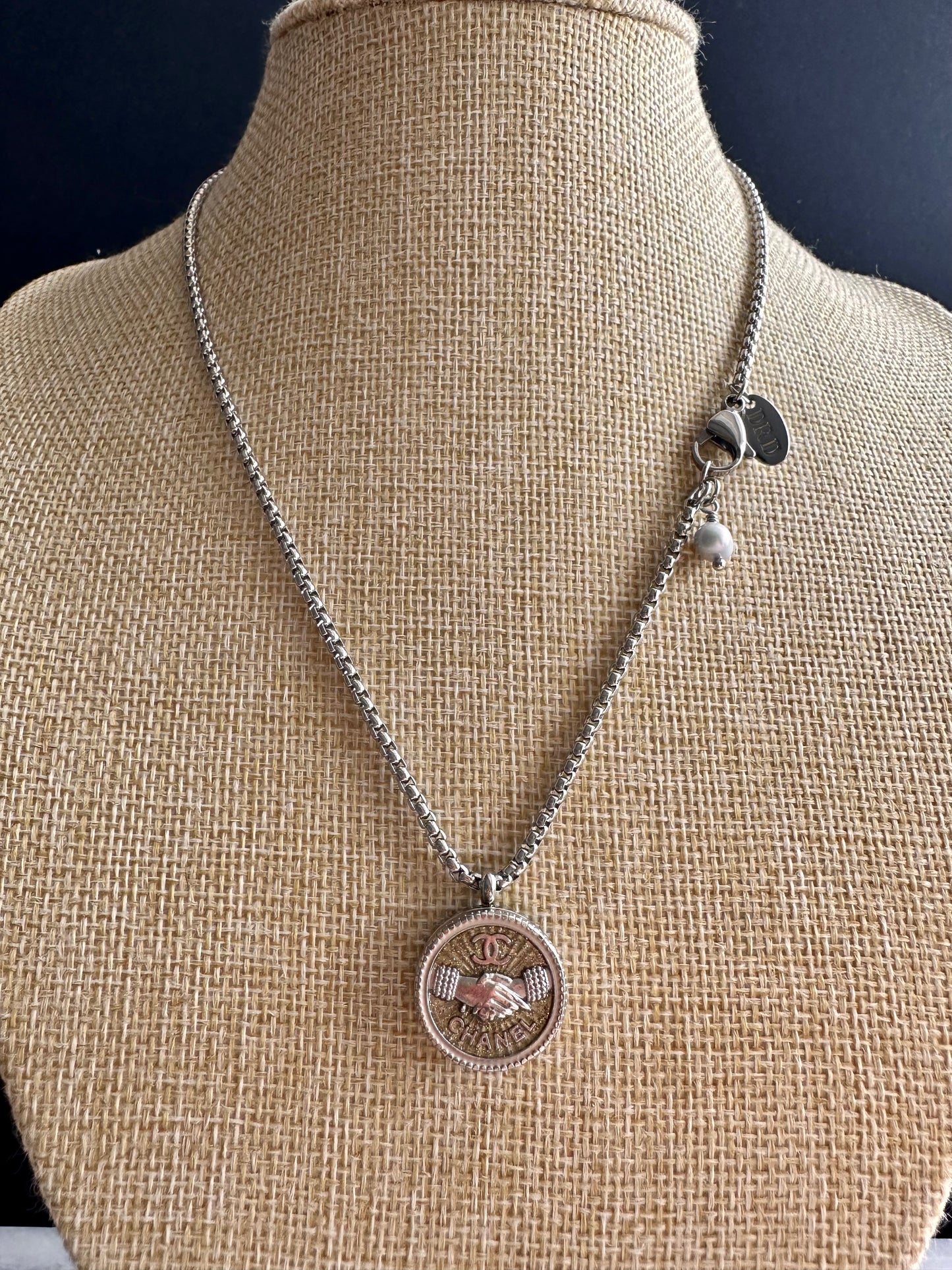 Authentic Reworked silver Button Necklace