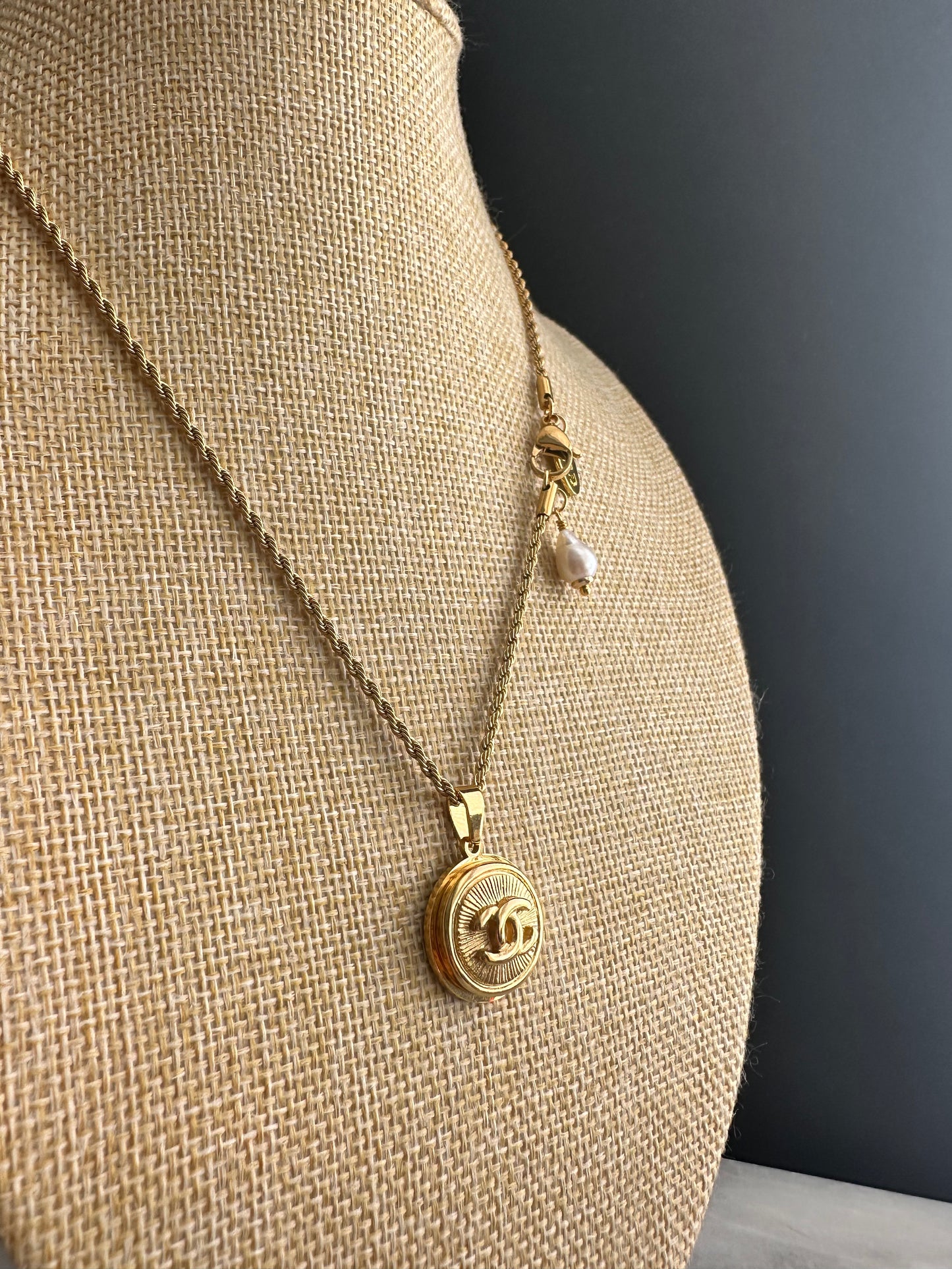 Vintage Authentic reworked Gold button Necklace