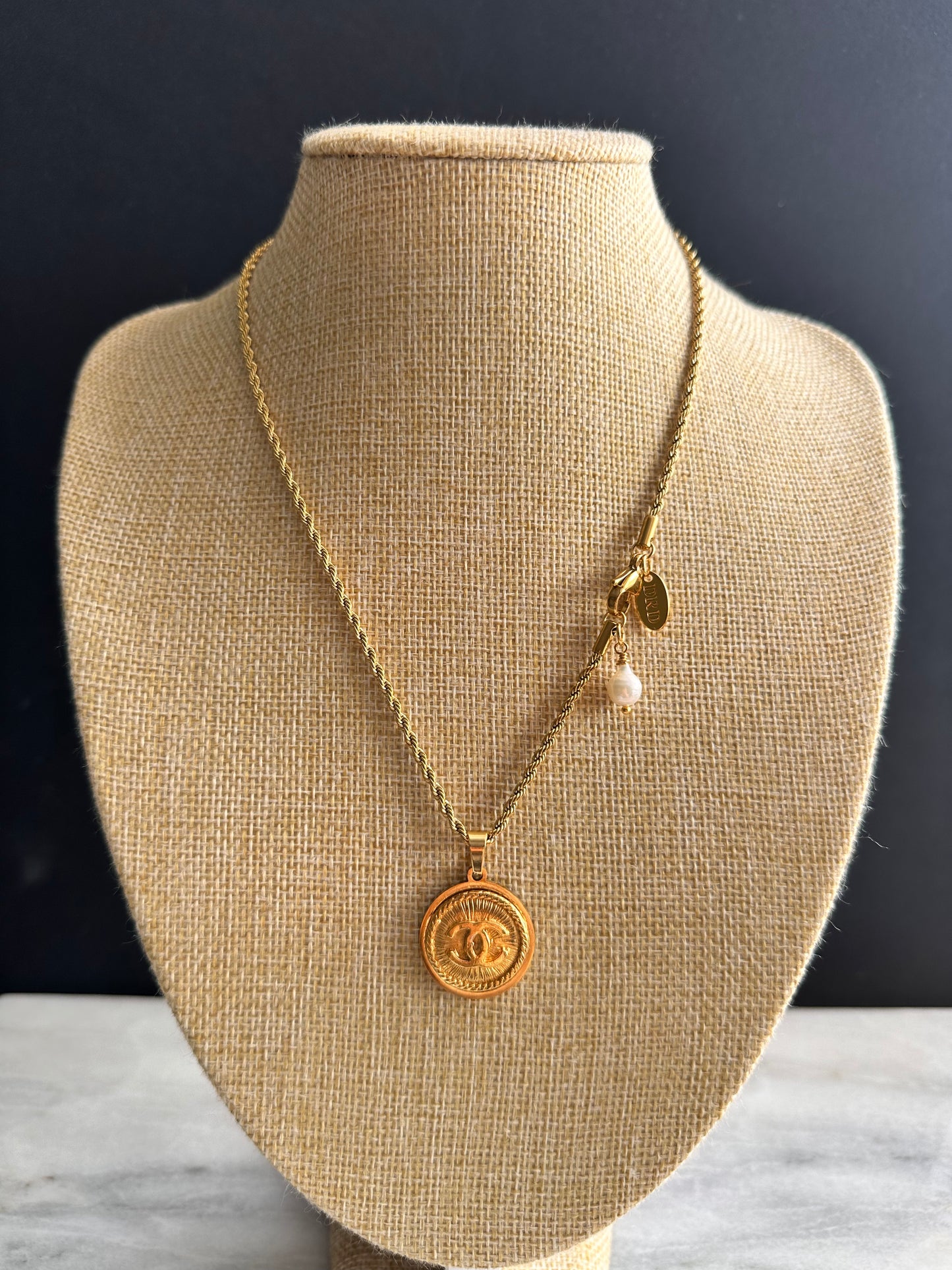 SUPER RARE Vintage Authentic reworked Gold button Necklace