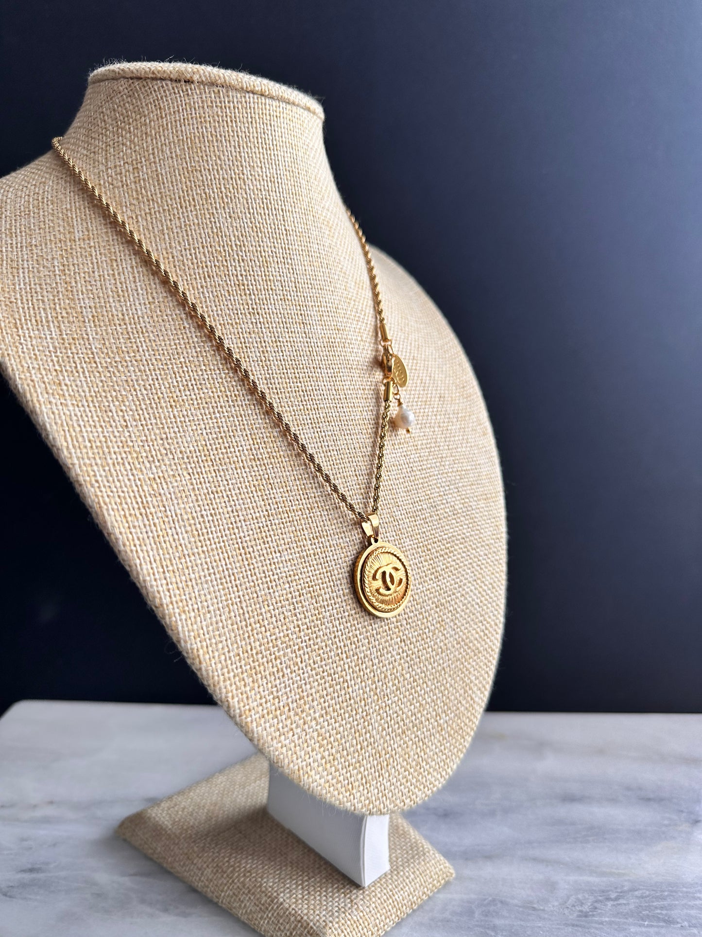 SUPER RARE Vintage Authentic reworked Gold button Necklace