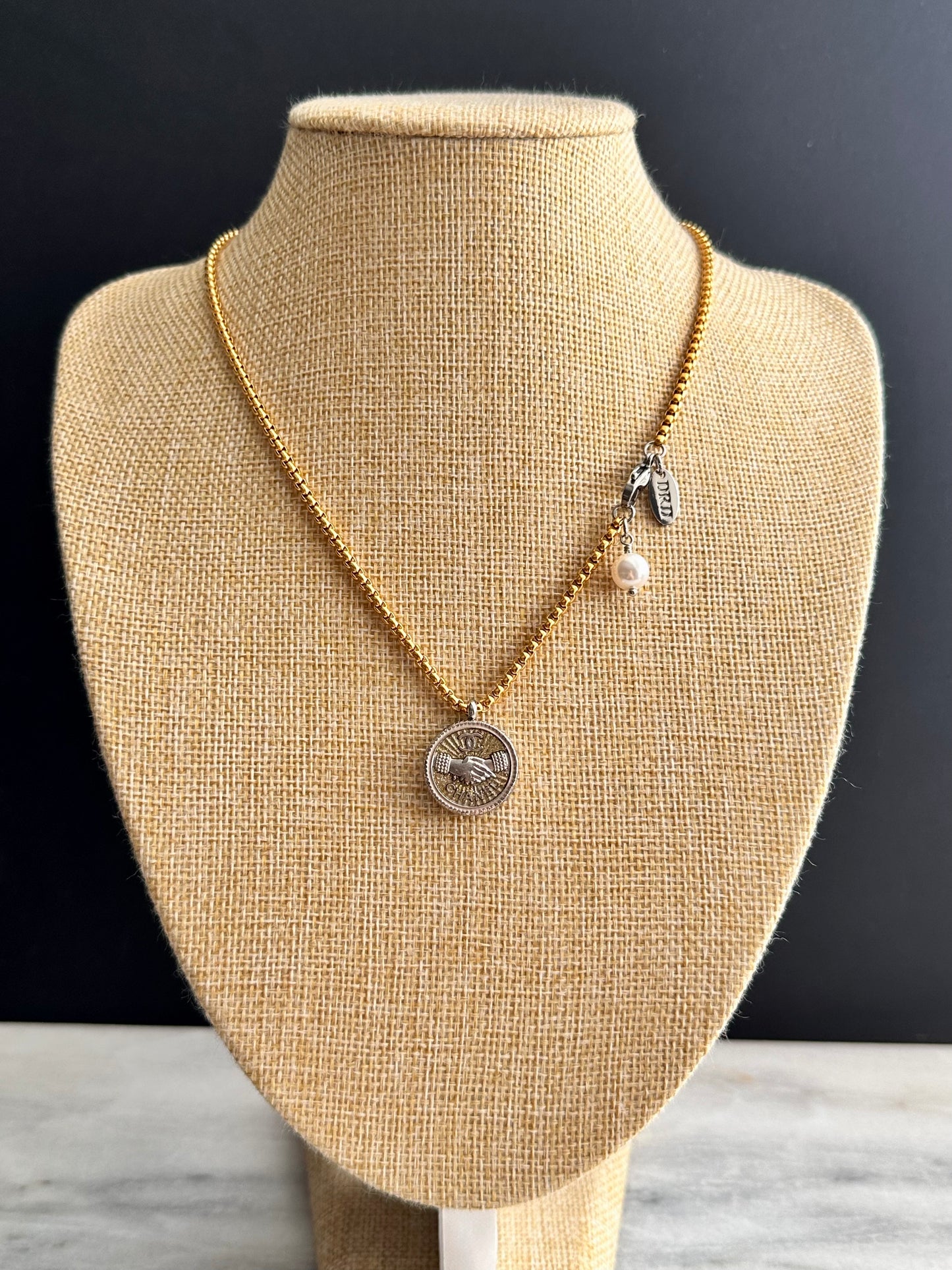 Authentic Reworked mixed metal Button Necklace