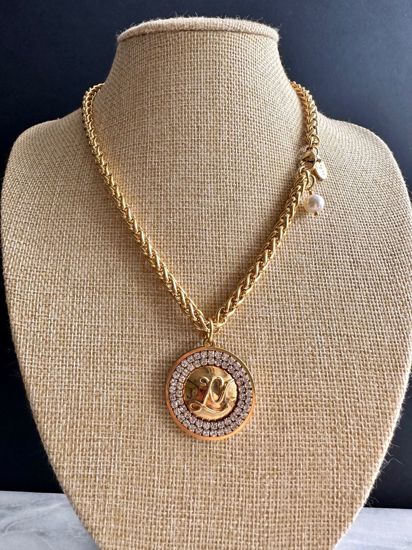 Authentic gold reworked Louis Vuitton button Necklace - VERY rare!