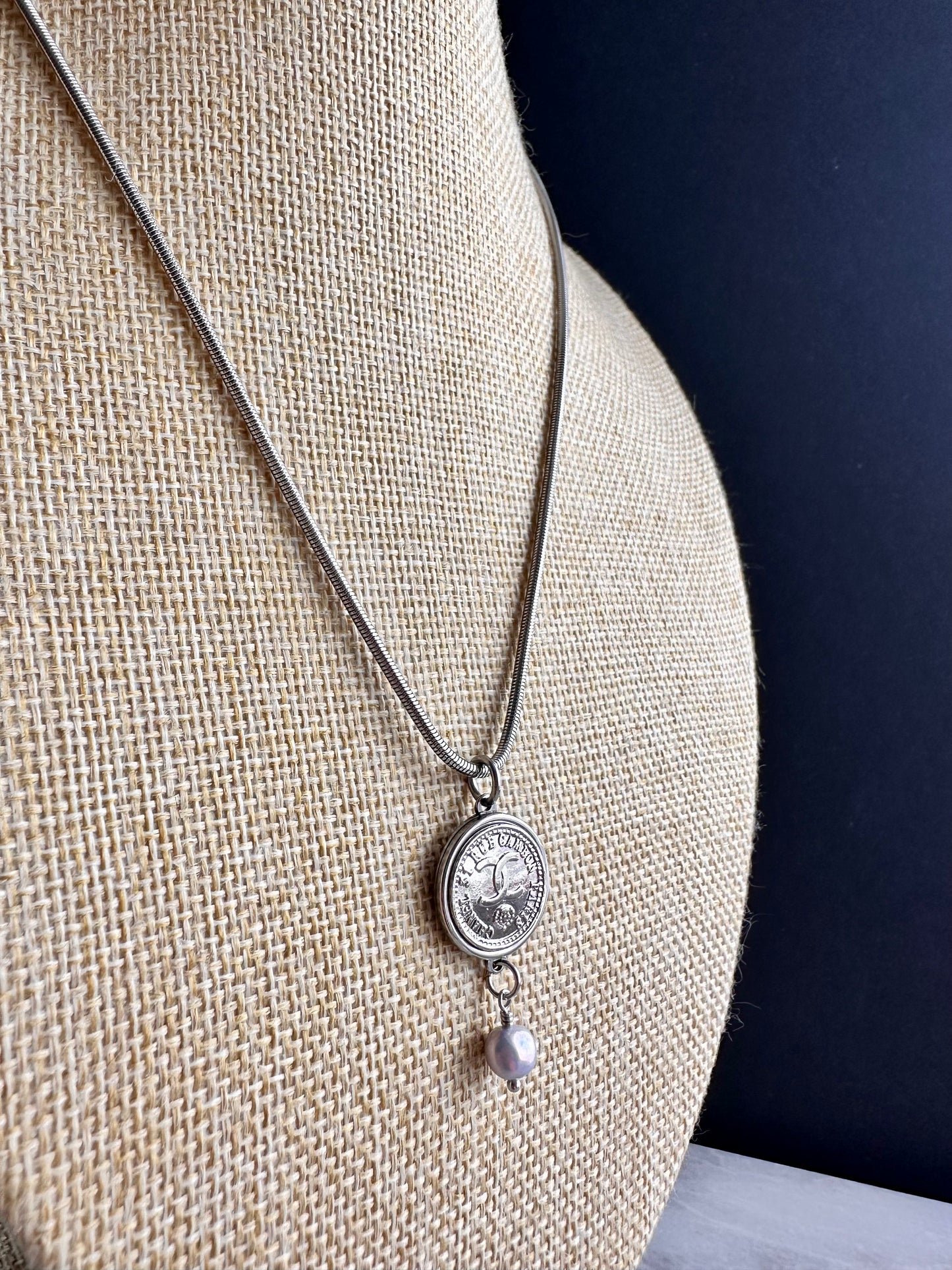 Authentic Reworked silver Button Necklace