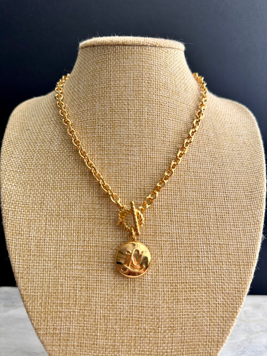 Authentic gold reworked Louis Vuitton button Necklace - VERY rare!