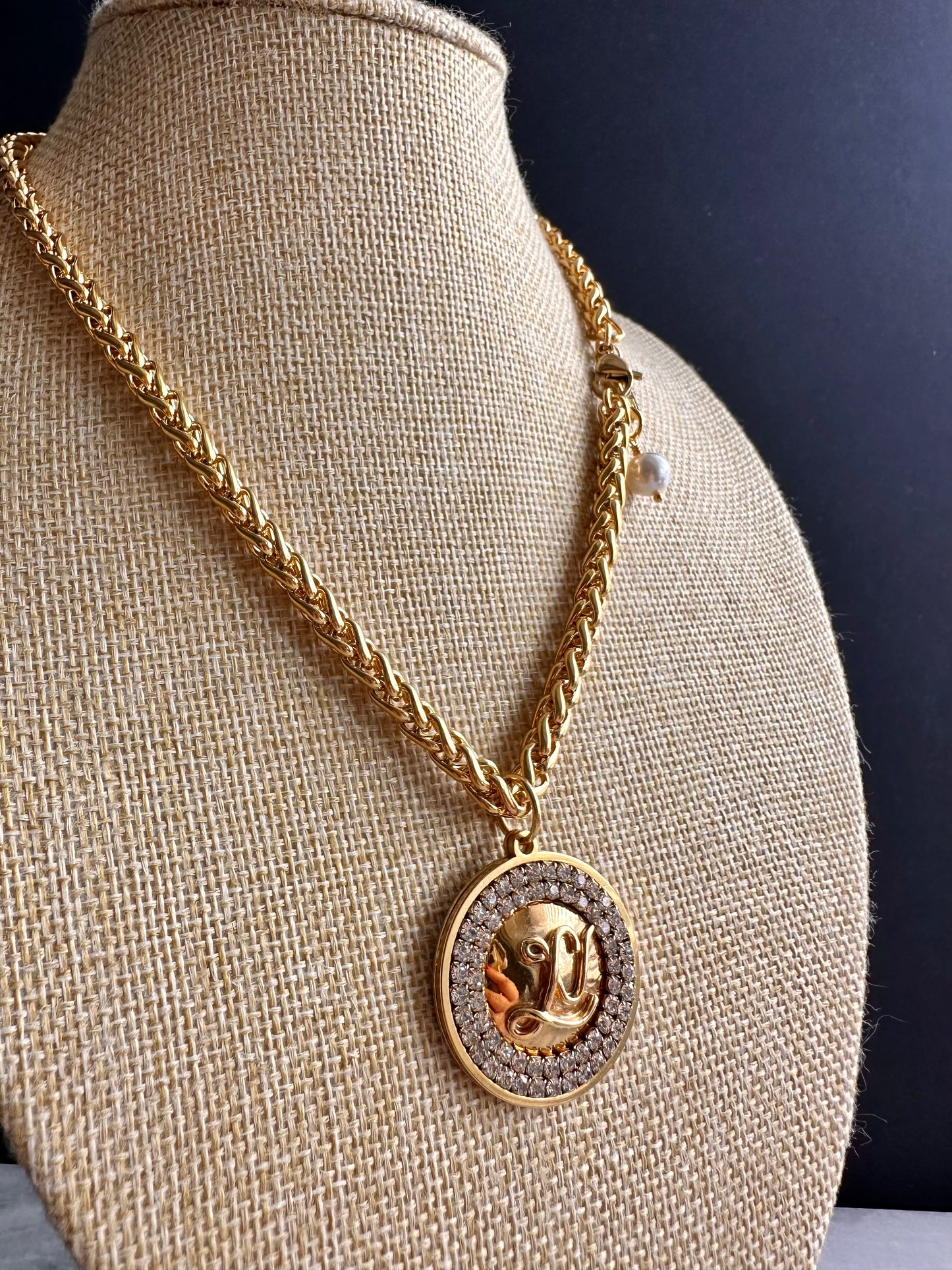 Authentic gold reworked Louis Vuitton button Necklace - VERY rare!