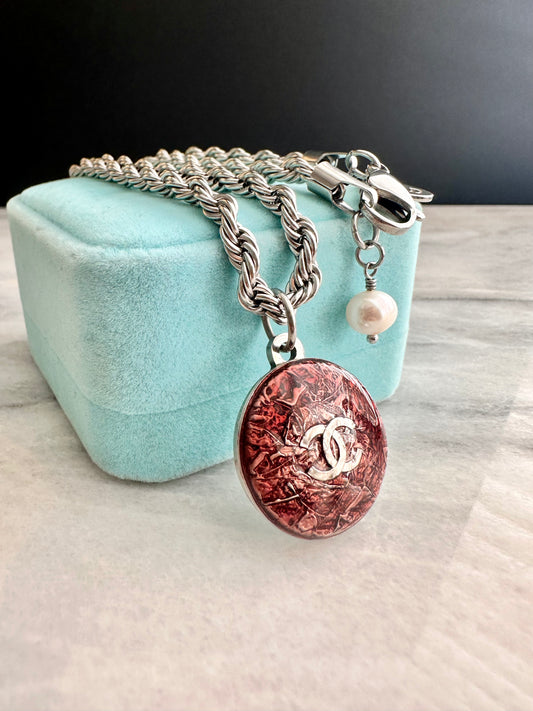 ❤️ Authentic Reworked silver Button Necklace