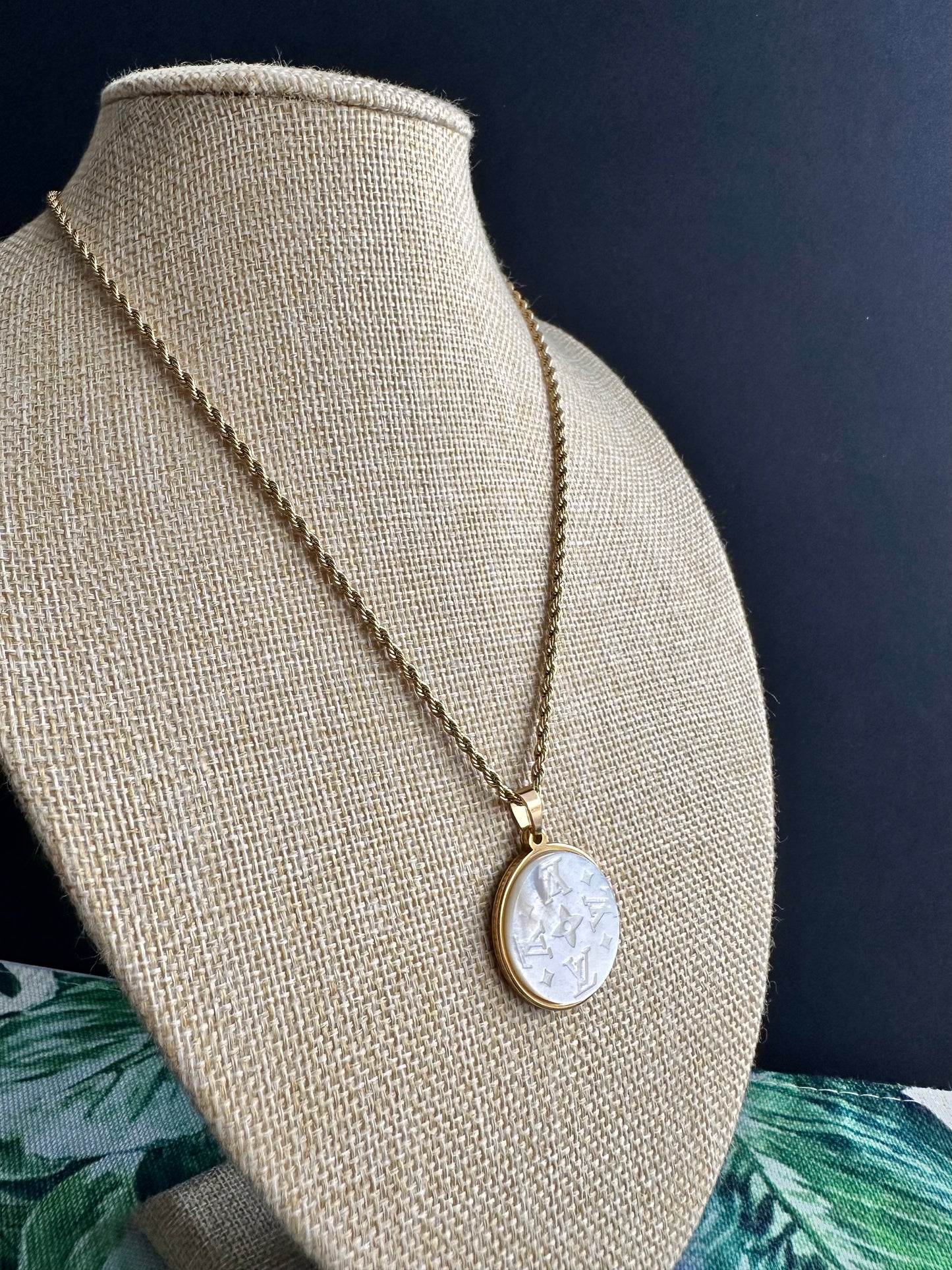 ⭐️ Authentic gold reworked Louis Vuitton button Necklace - VERY rare!