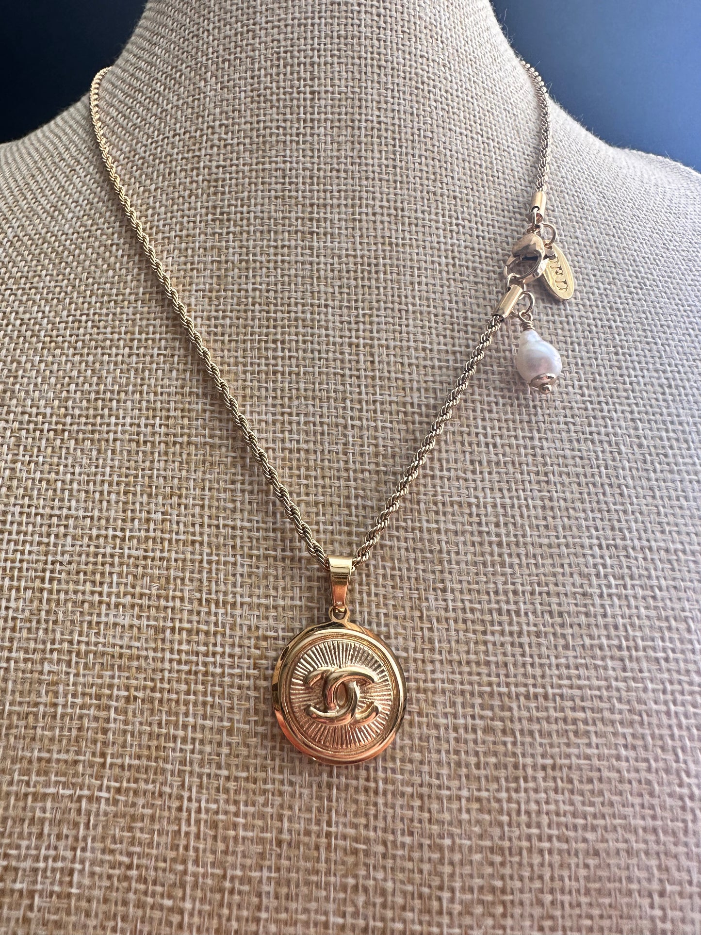 Vintage Authentic reworked Gold button Necklace