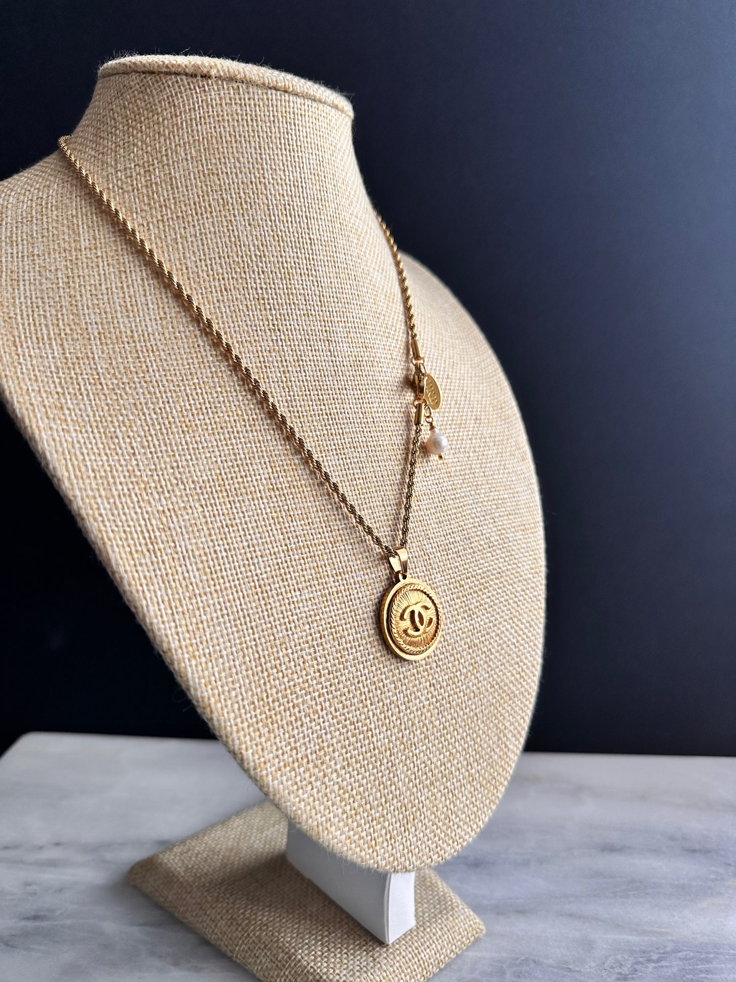 SUPER RARE Vintage Authentic reworked Gold button Necklace