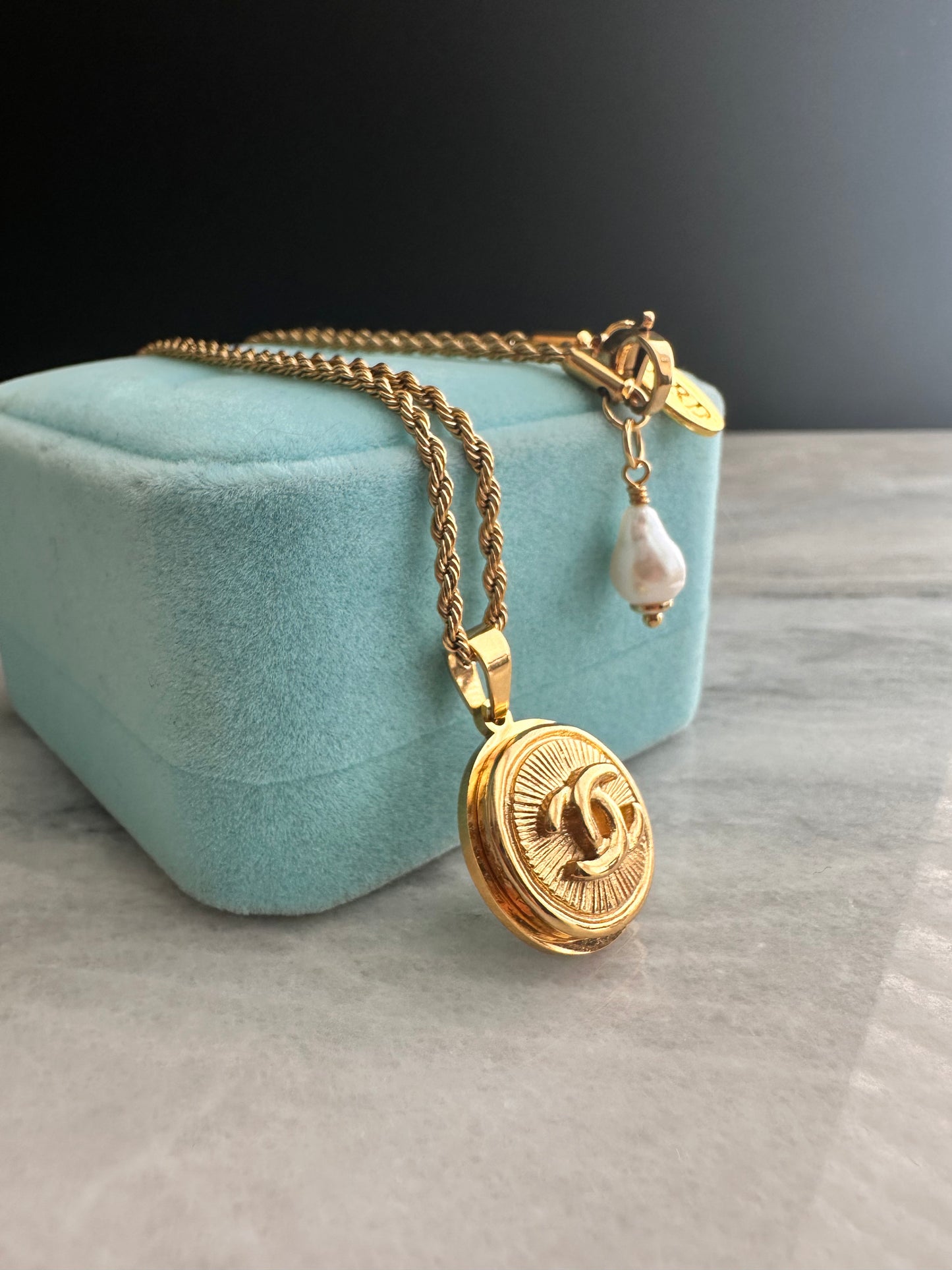 Vintage Authentic reworked Gold button Necklace