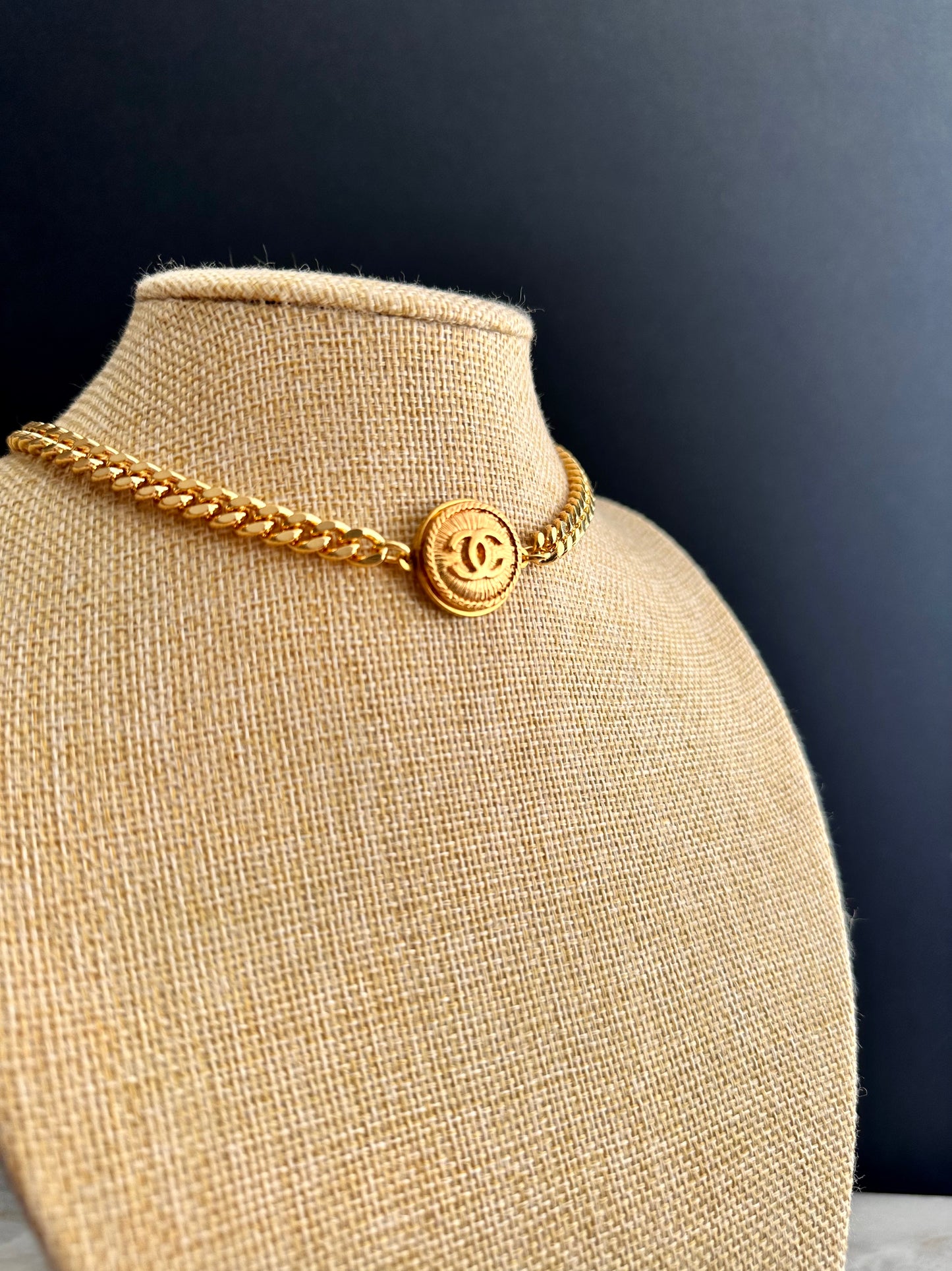 Authentic Vintage gold reworked button choker