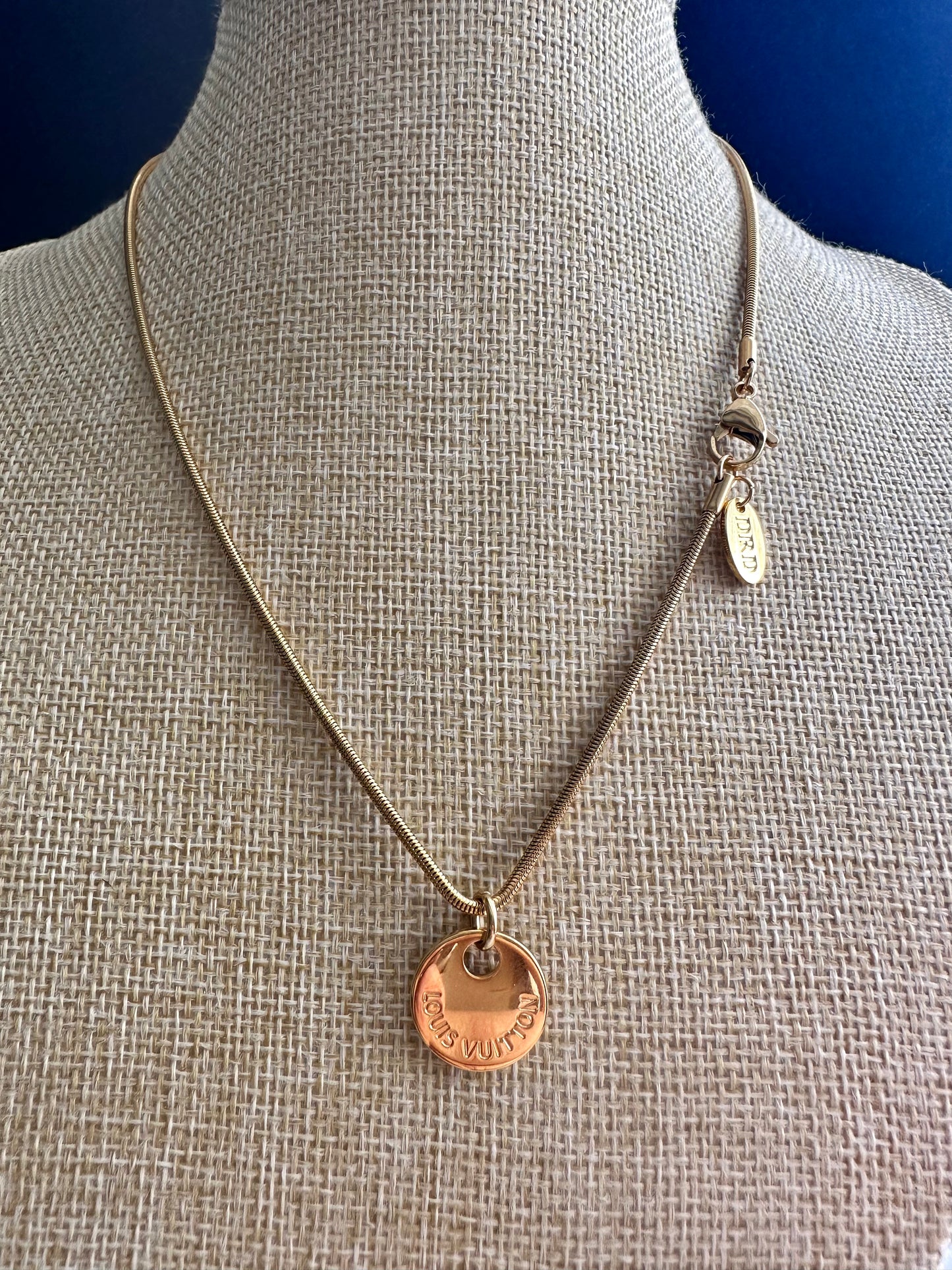 Authentic gold reworked Louis Vuitton charm disc Necklace - VERY rare!