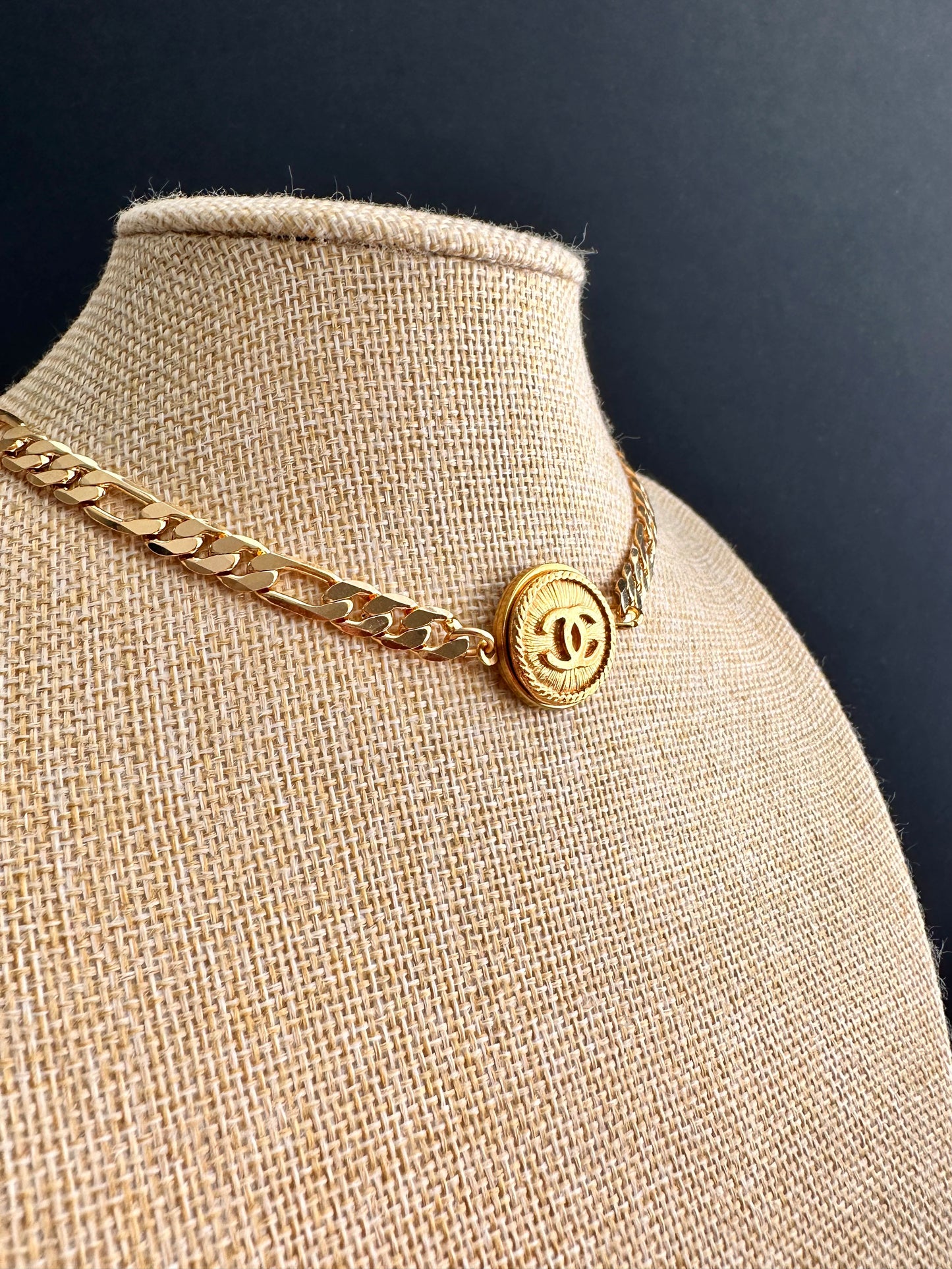 Authentic Vintage gold reworked button choker