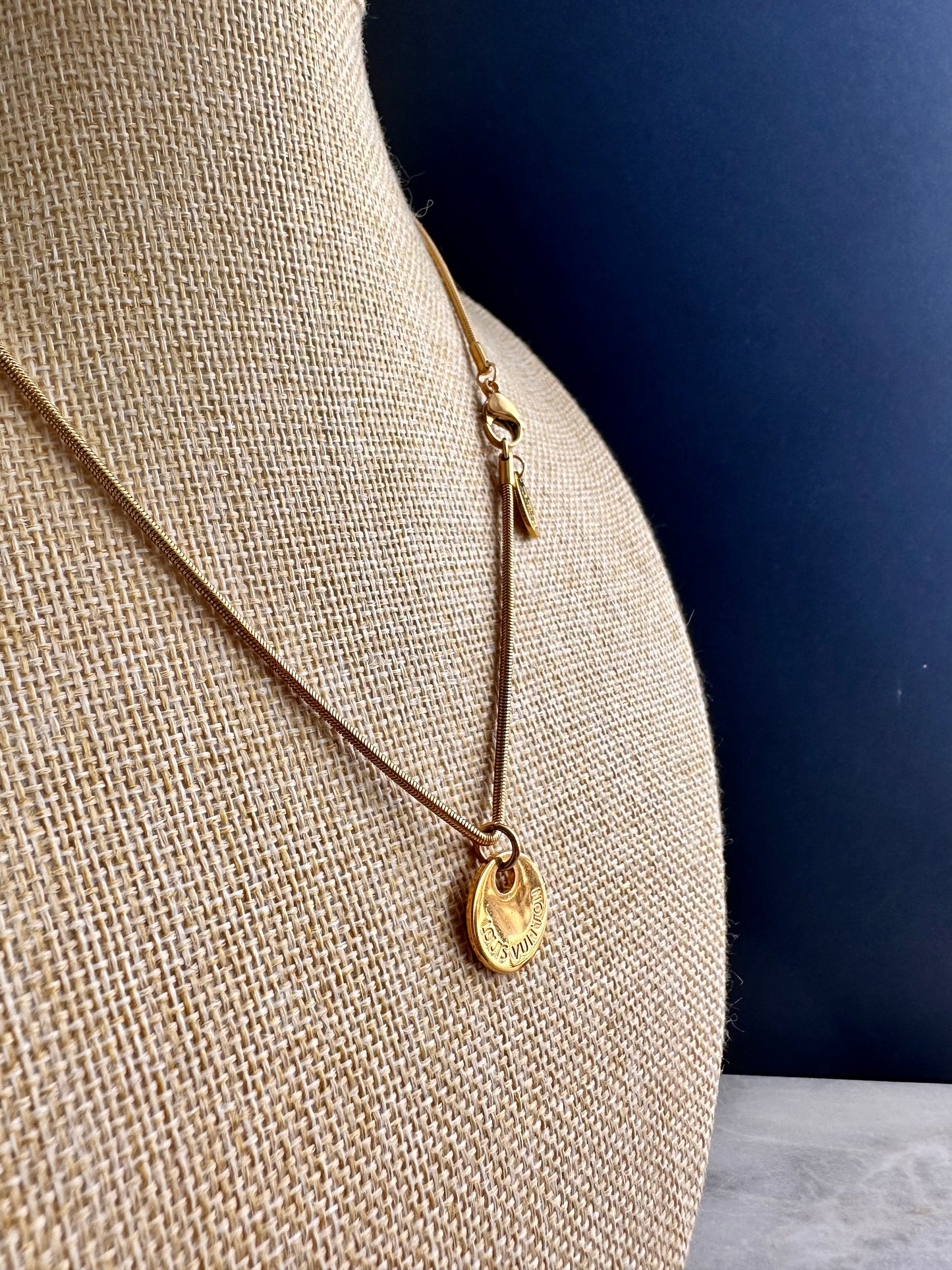 Authentic gold reworked Louis Vuitton charm disc Necklace - VERY rare!