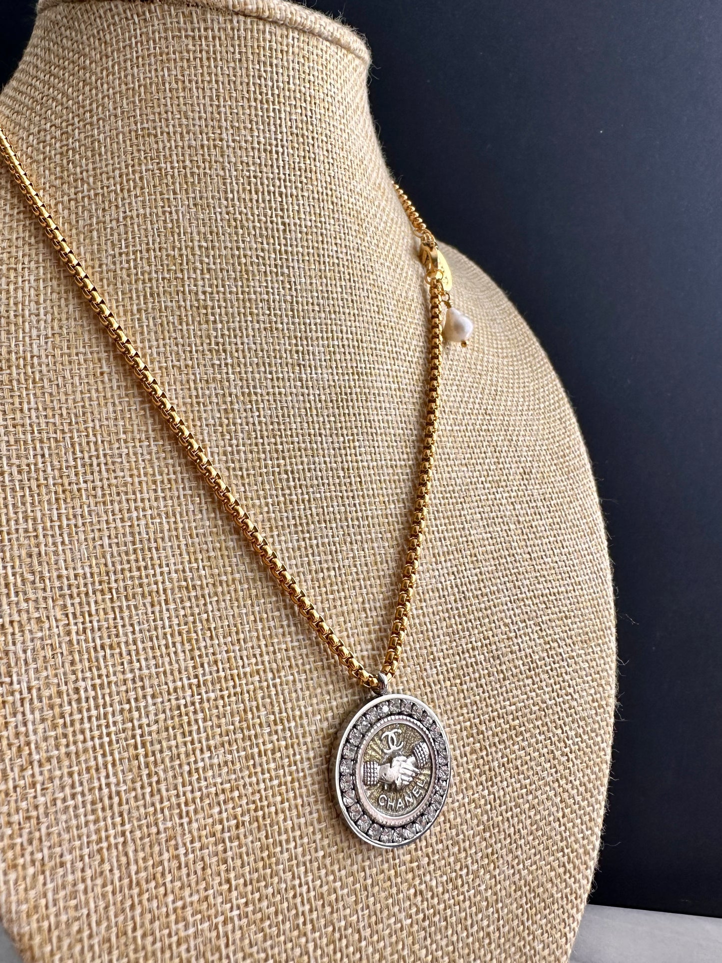 Authentic Reworked mixed metal Button Necklace