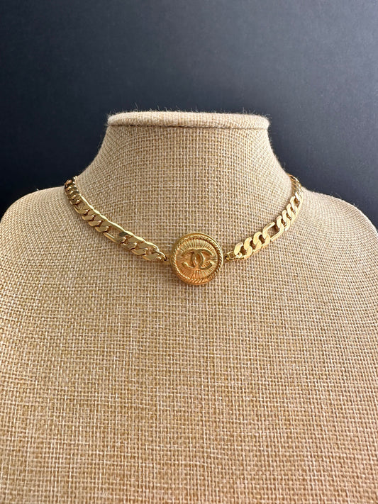 Authentic Vintage gold reworked button choker