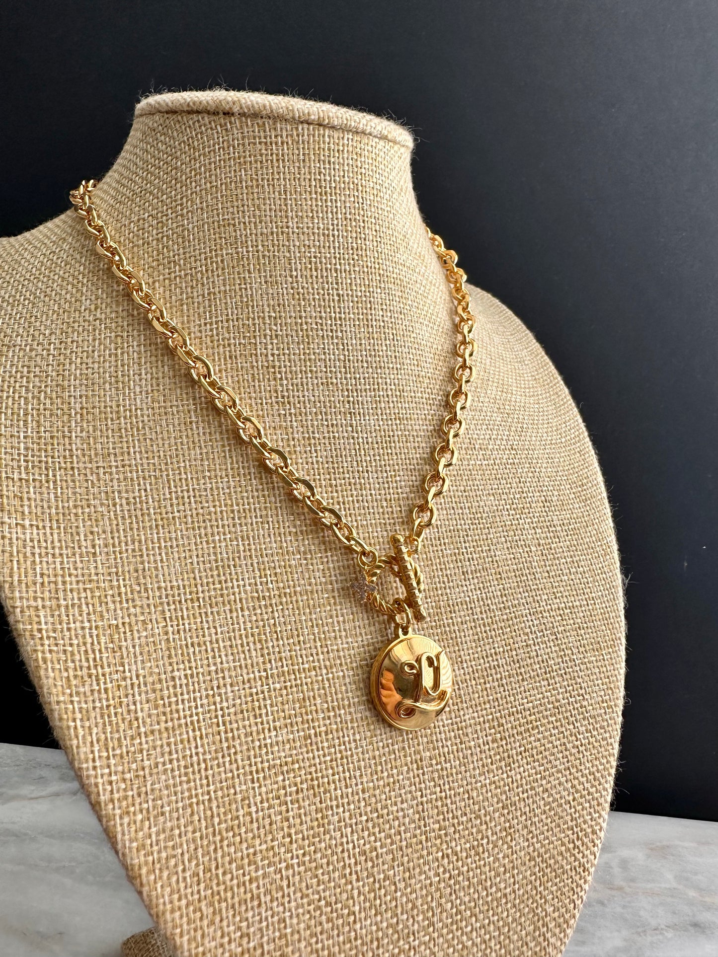 Authentic gold reworked Louis Vuitton button Necklace - VERY rare!