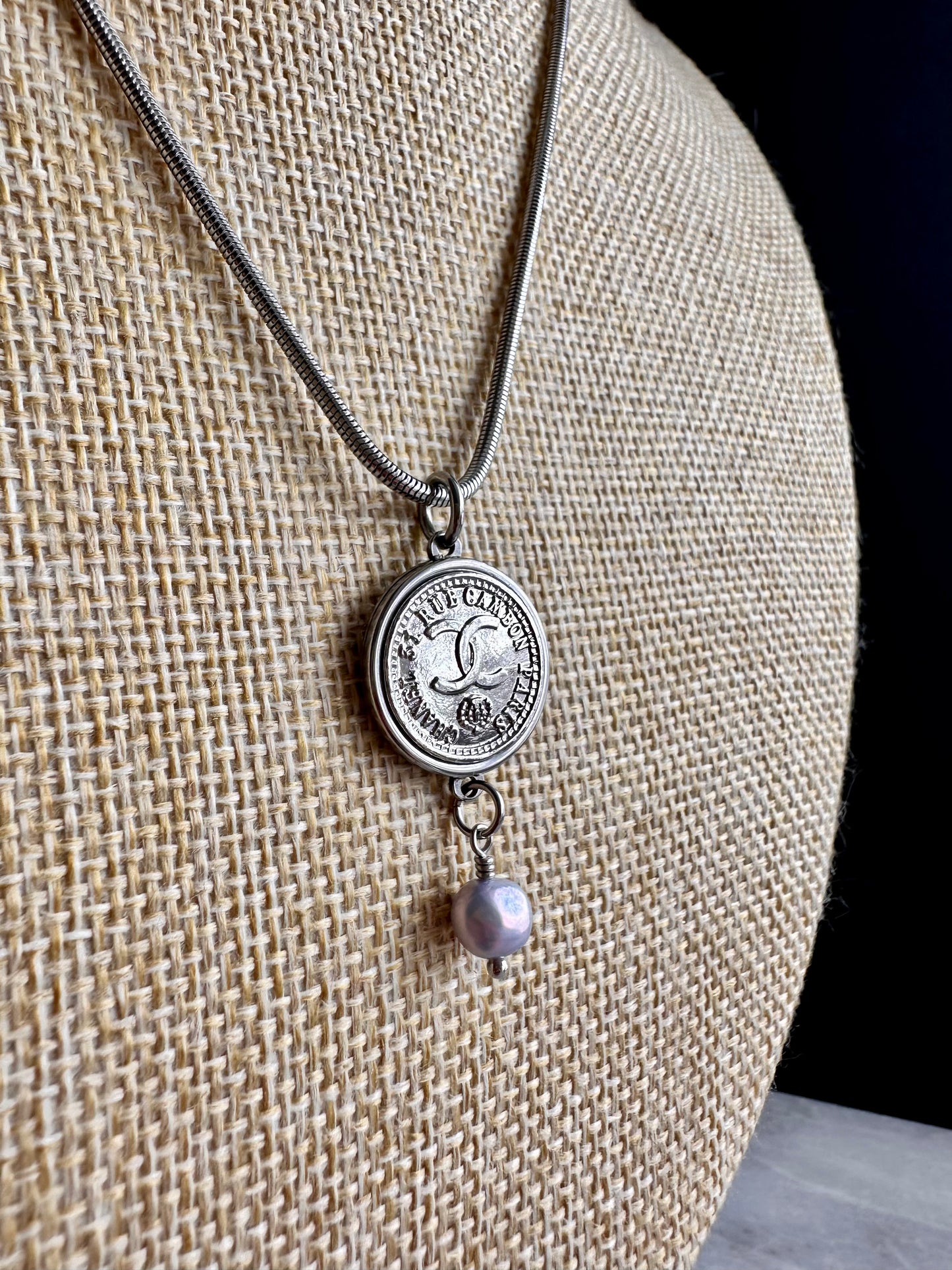 Authentic Reworked silver Button Necklace