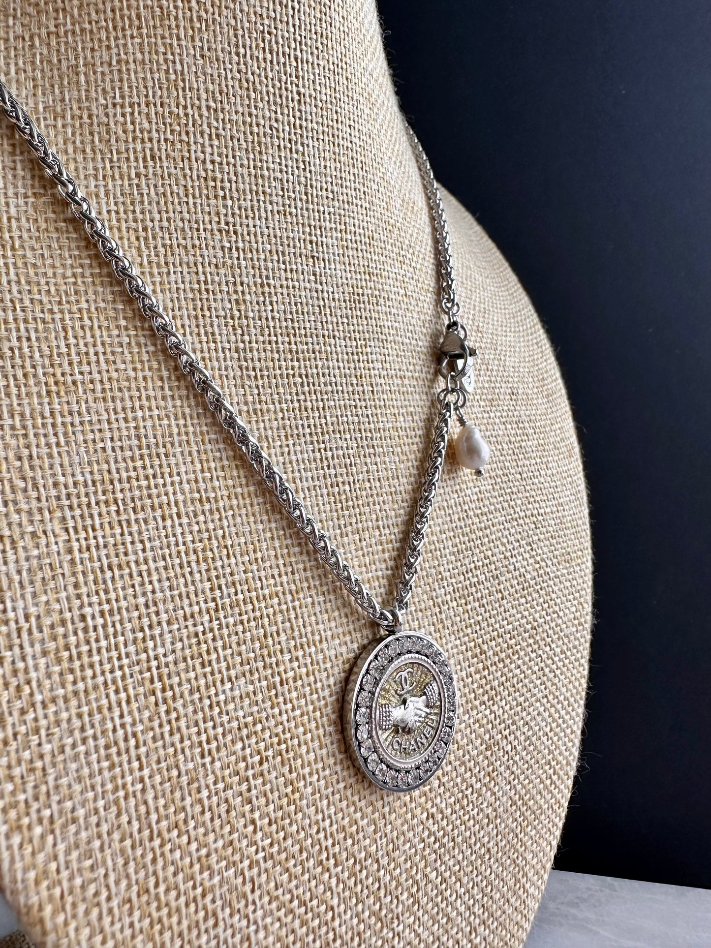 Authentic Reworked silver Button Necklace